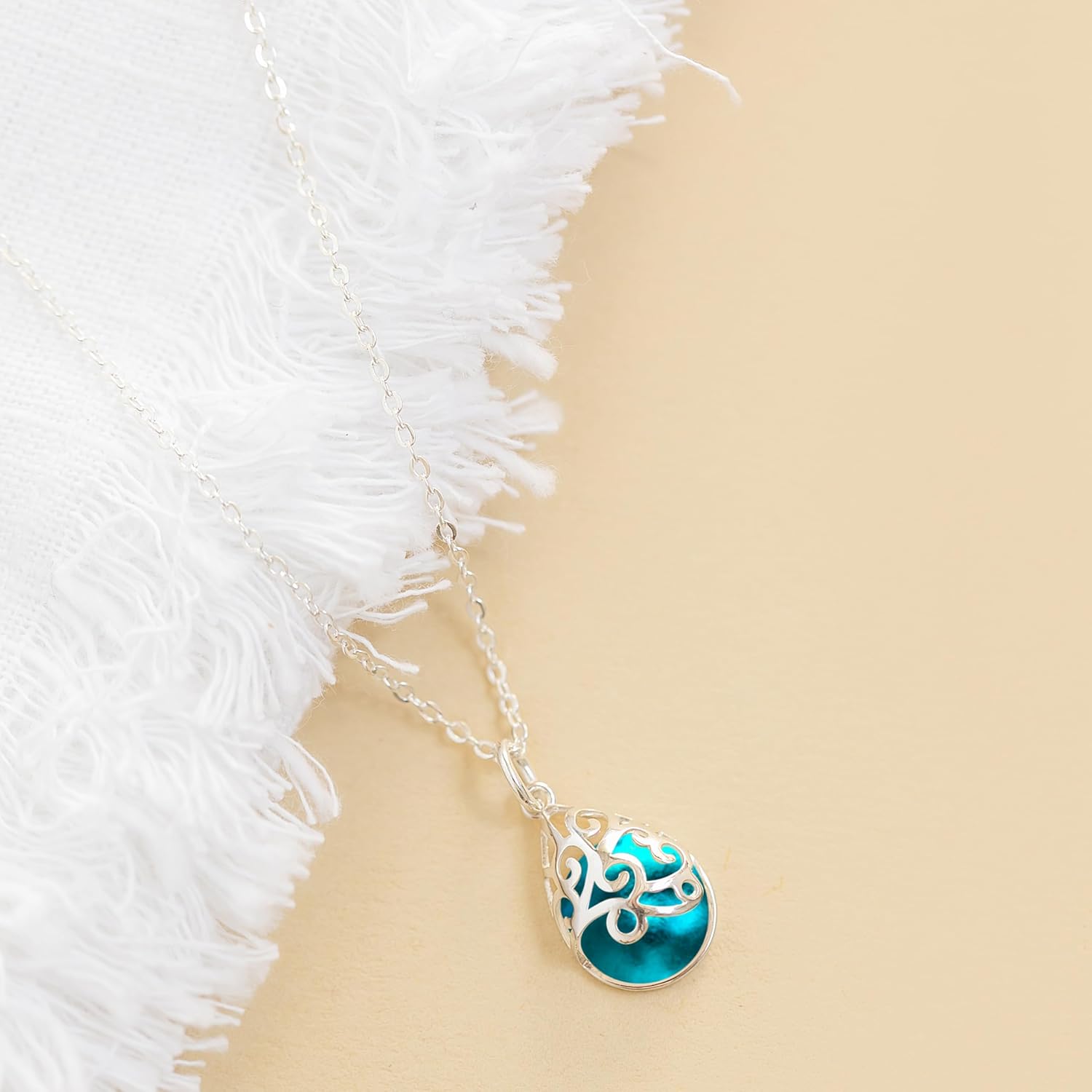 Bottled Up Designs Handmade Filigree Teardrop Necklace, Recycled Antique Glass, Sterling Silver, Eco Friendly, Made in USA, Birthday Gifts, Mothers Day, Women, Anniversary