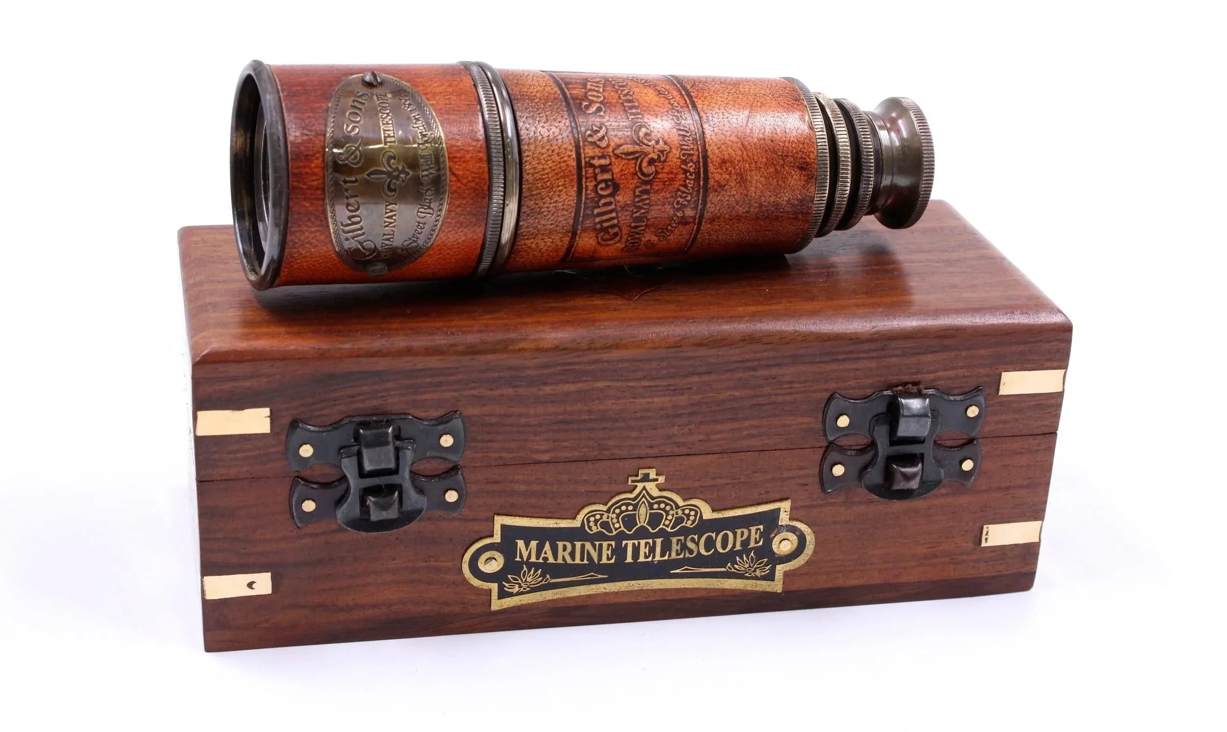 Handcrafted Brass Maritime Telescope with Wooden Box (Style 1) - Handmade Lifestyle Shop