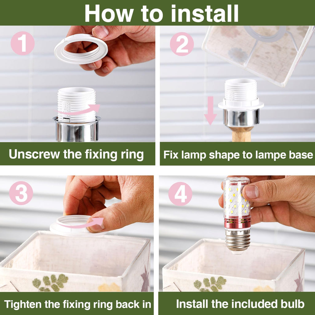 Dried Flowers Small Table Lamp 5W LED 3-Color Bedside Lamp Pressed Flowers Lampshade with Wood Base for Bedroom Living Room Desk Nursery