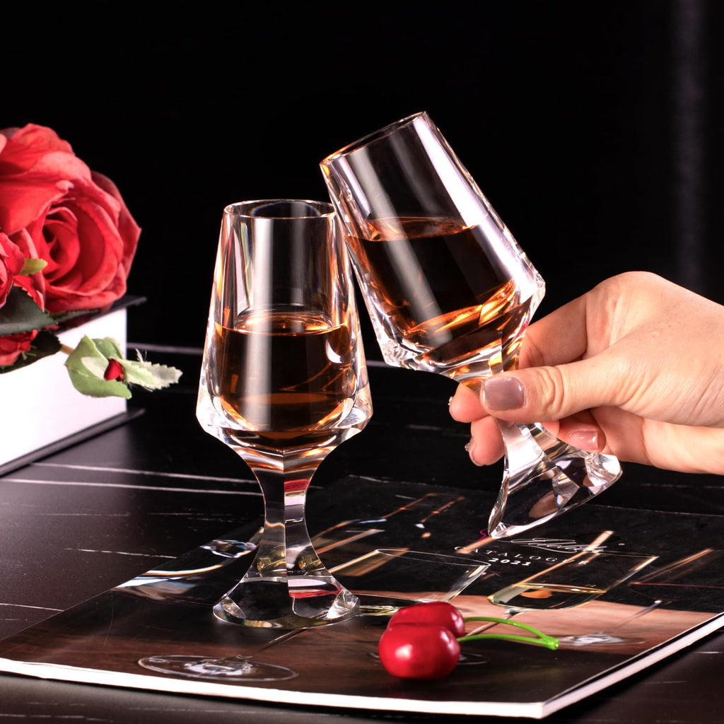 KAMMAK Crystal Whiskey Glasses Set of 2, Handcrafted 7.1oz Old Fashioned Glasses Stemless, Luxury Cocktail Glasses, Hand Blown Scotch Cup for Women, Men Gift for Rocks, Bourbon Barware, Bar