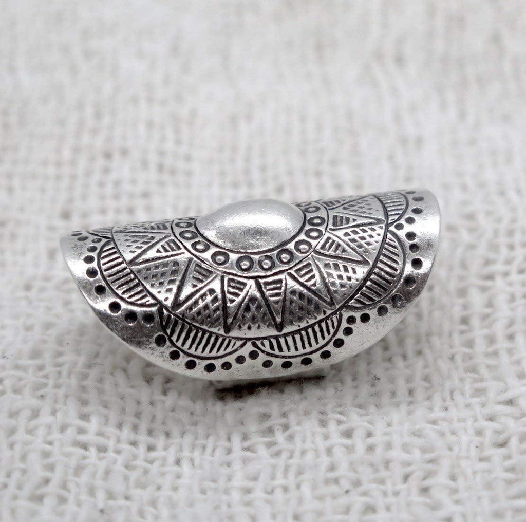 Handmade Sterling Silver Long Large Boho Statement Ring With Symbolic Solar Star Mandala, Tribal Gypsy Hippie Adjustable to Sizes 6-11, Gift for Her - Handmade Lifestyle Shop