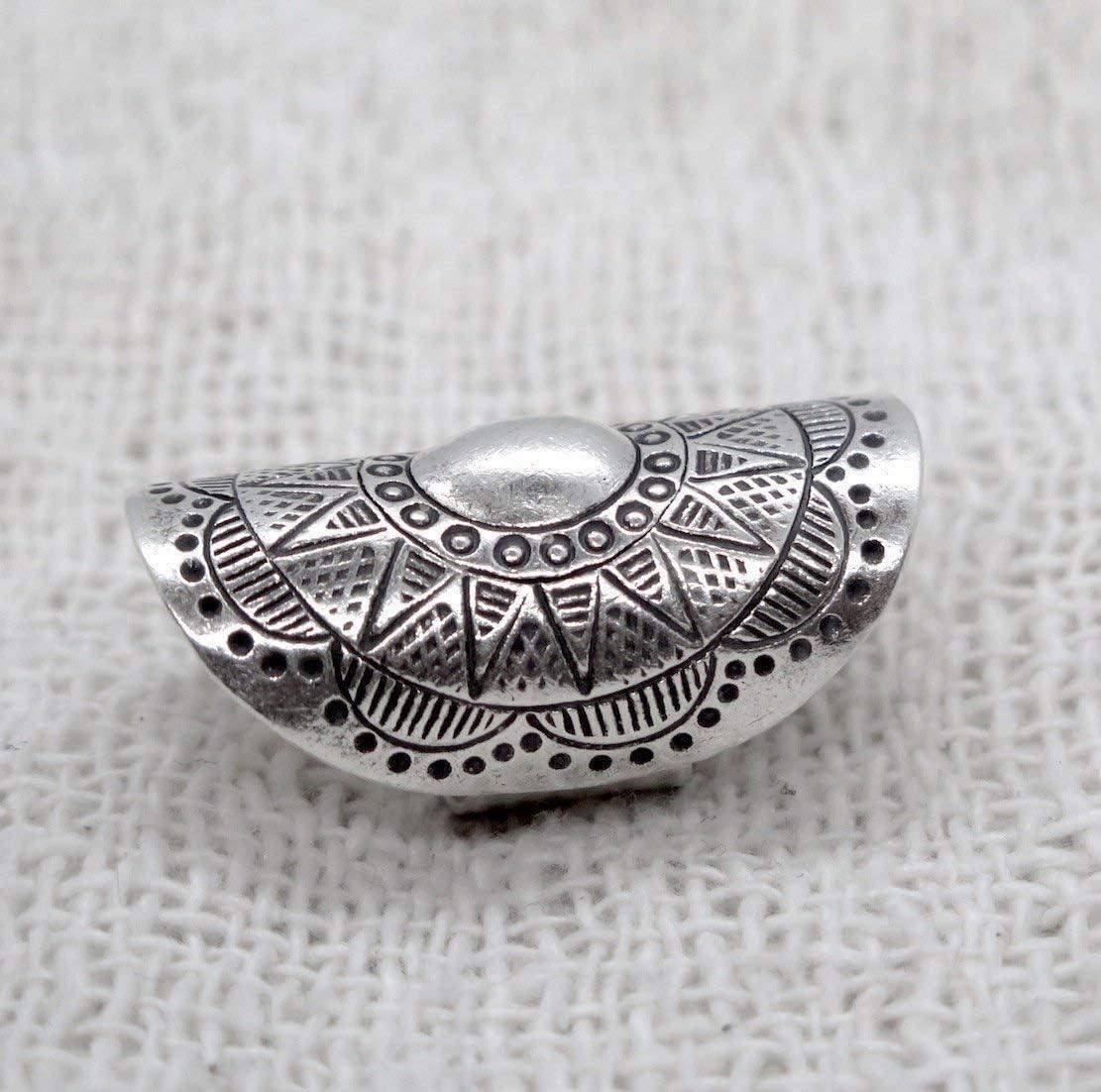 Handmade Sterling Silver Long Large Boho Statement Ring With Symbolic Solar Star Mandala, Tribal Gypsy Hippie Adjustable to Sizes 6-11, Gift for Her - Handmade Lifestyle Shop