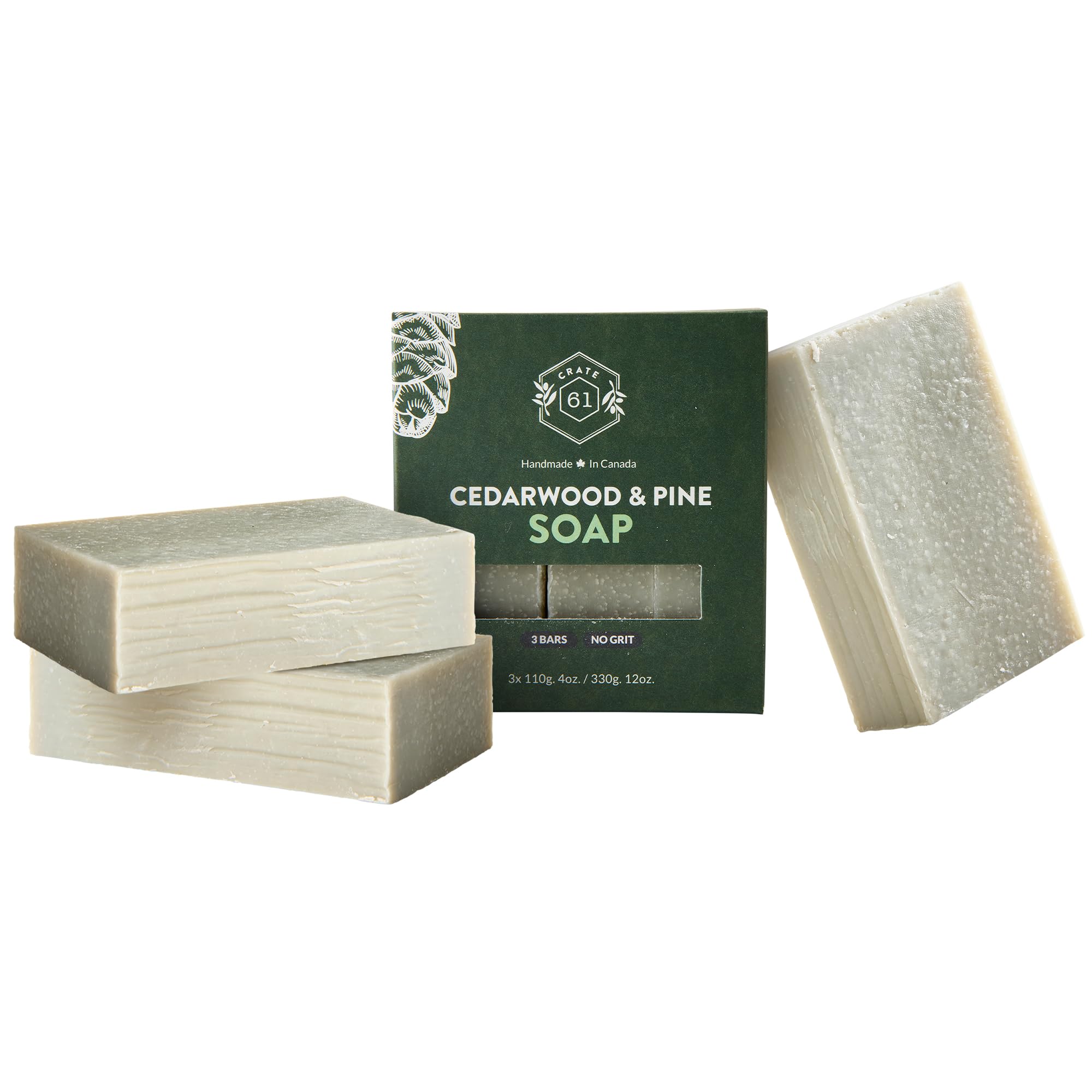 Crate 61 Organics, Handmade in Canada, Plant Based Natural Bar Soap Cold Pressed For Face & Body, w/Premium Essential Oils, For Men & Women 3 Pack (Ginger Cardamom)