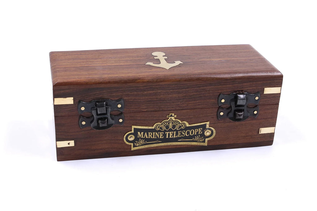 Handcrafted Brass Maritime Telescope with Wooden Box (Style 1) - Handmade Lifestyle Shop