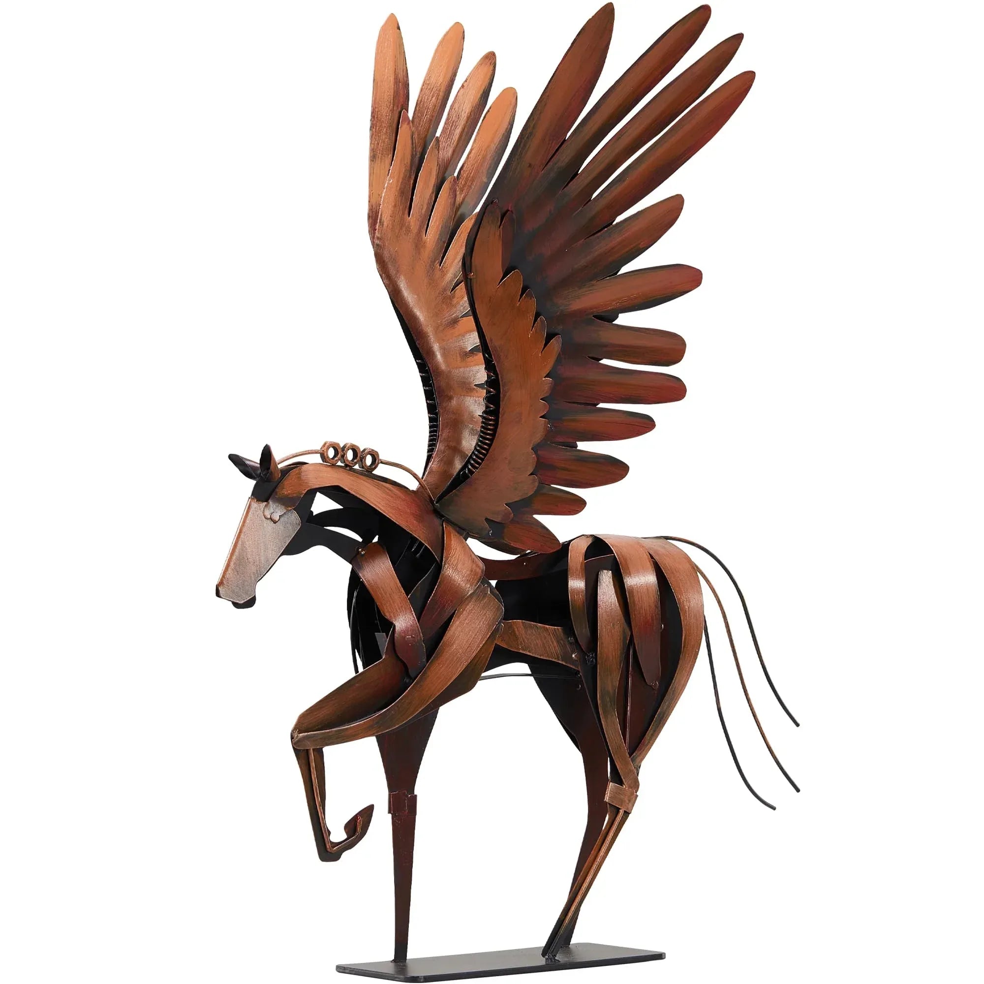 Horse Statue Décor Artwork, 24" H Handmade Metal Pegasus Greek Flying Horse Sculpture, Hand-Painted Animal Figurines for Home Living Room Office (Brown with Wings) - Handmade Lifestyle Shop