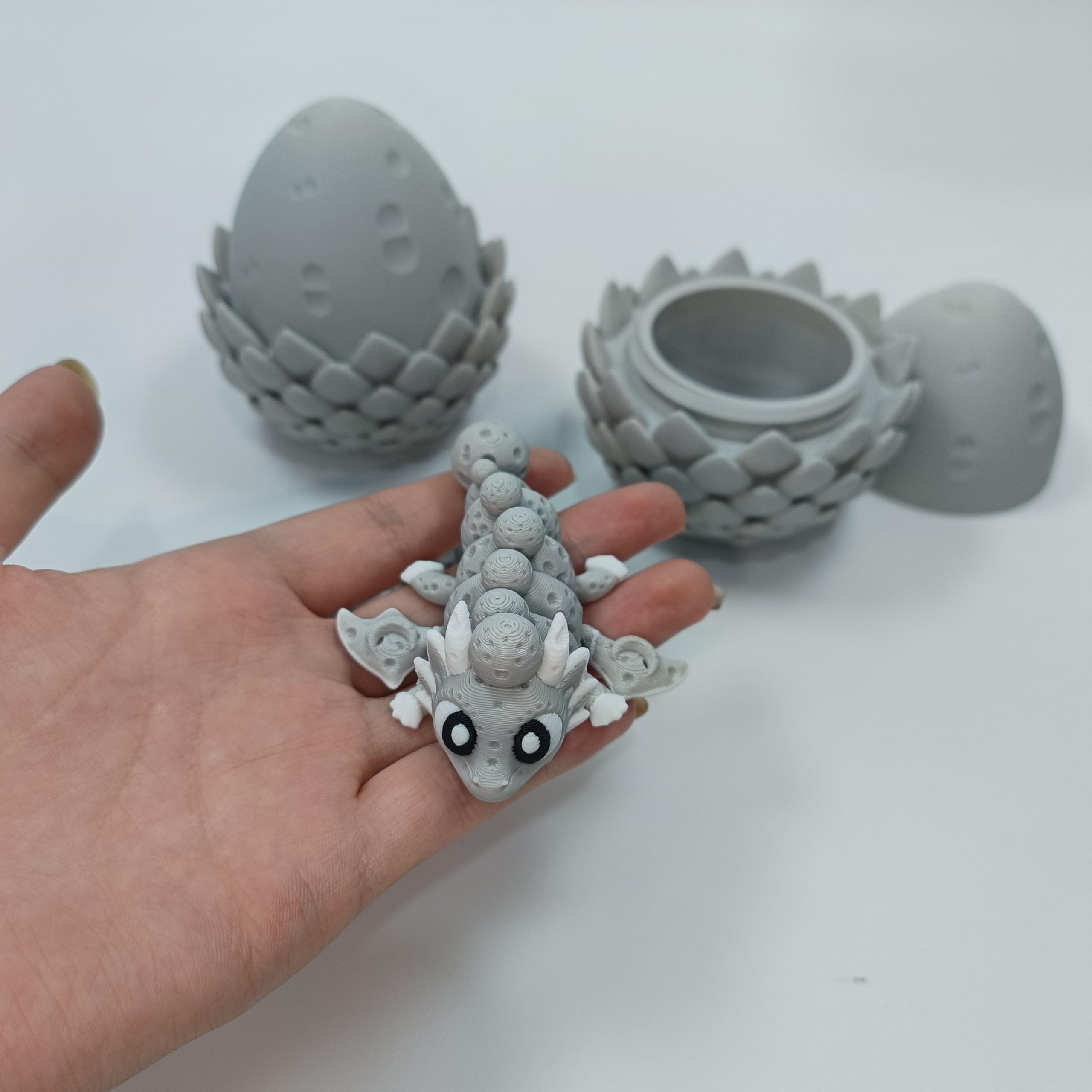 Enchanted 3D Egg with Miniature Inside - Handcrafted Printed Collectible | Fantasy Decor & Gift (Ice Cream Dragon & Egg (Box))