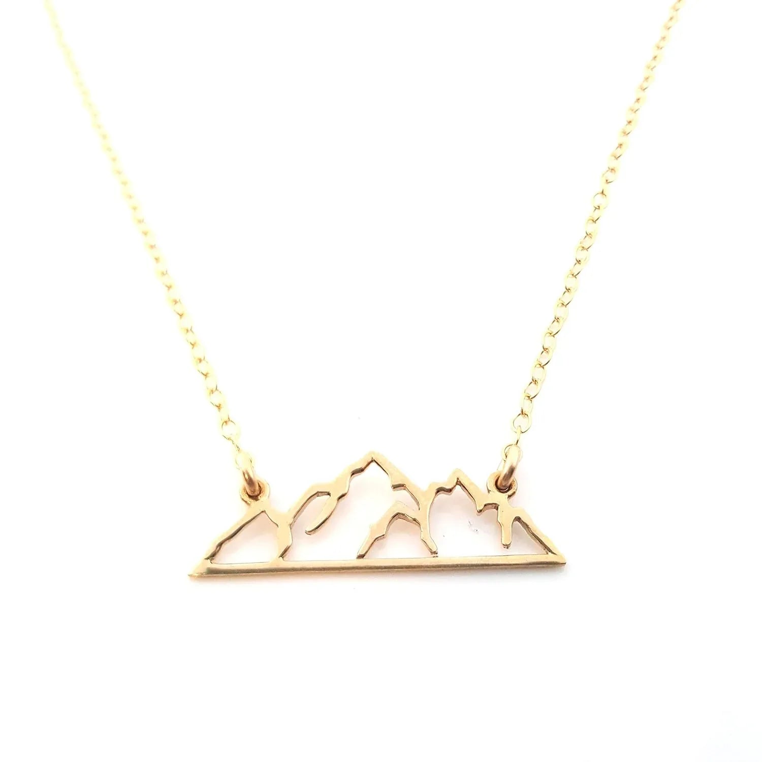 Bronze Mountain Necklace – Handmade Nature Jewelry, 14K Gold Filled Chain, Adventure Lover Gift - Handmade Lifestyle Shop