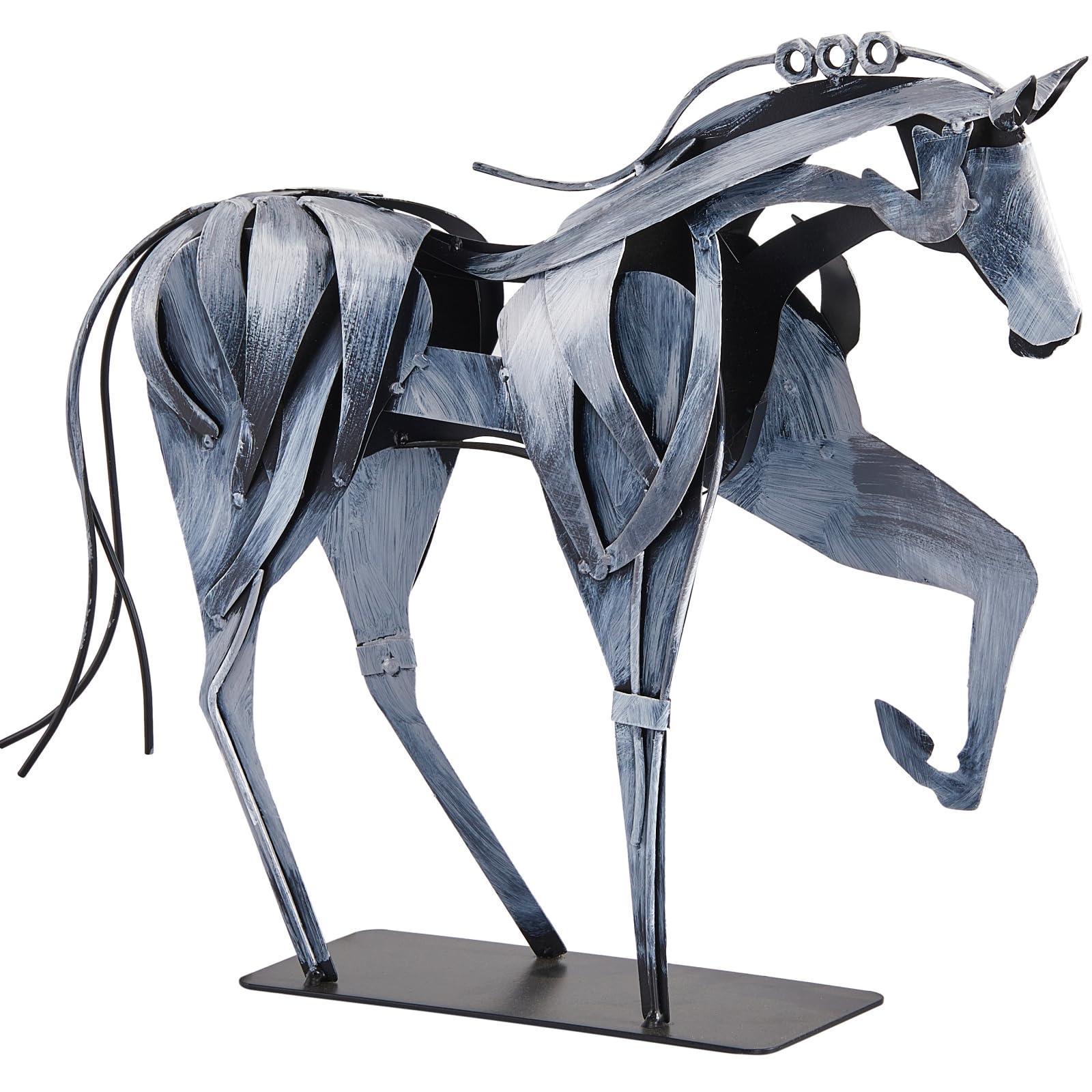 Handmade Metal Horse Statue Decor - Handcrafted & Hand-Painted Sculpture, Unique Rustic Figurine for Home, Office, Desk Decoration (White) - Handmade Lifestyle Shop