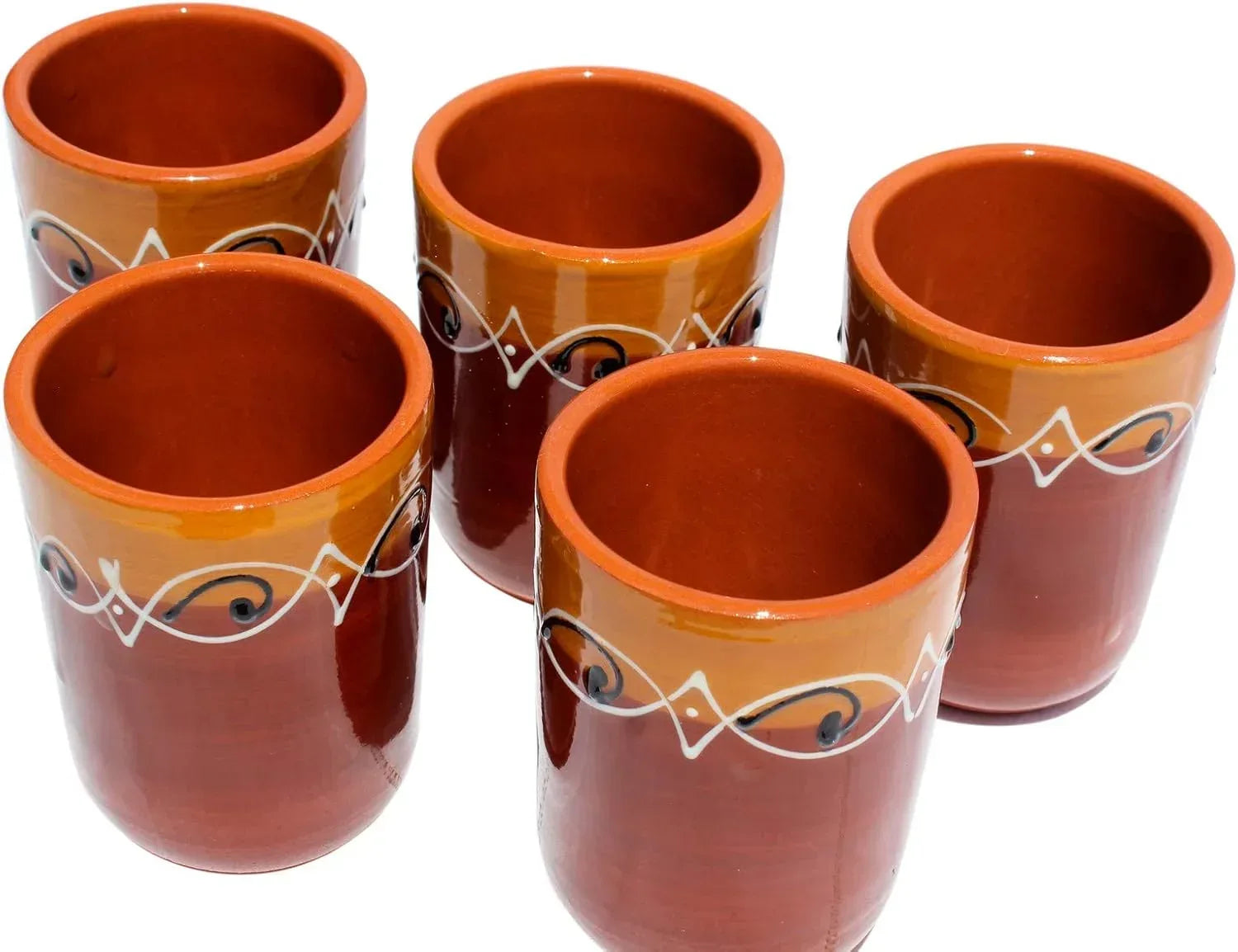 Cactus Canyon Ceramics Spanish Terracotta 5-Piece Cup Set, White - Handmade Lifestyle Shop