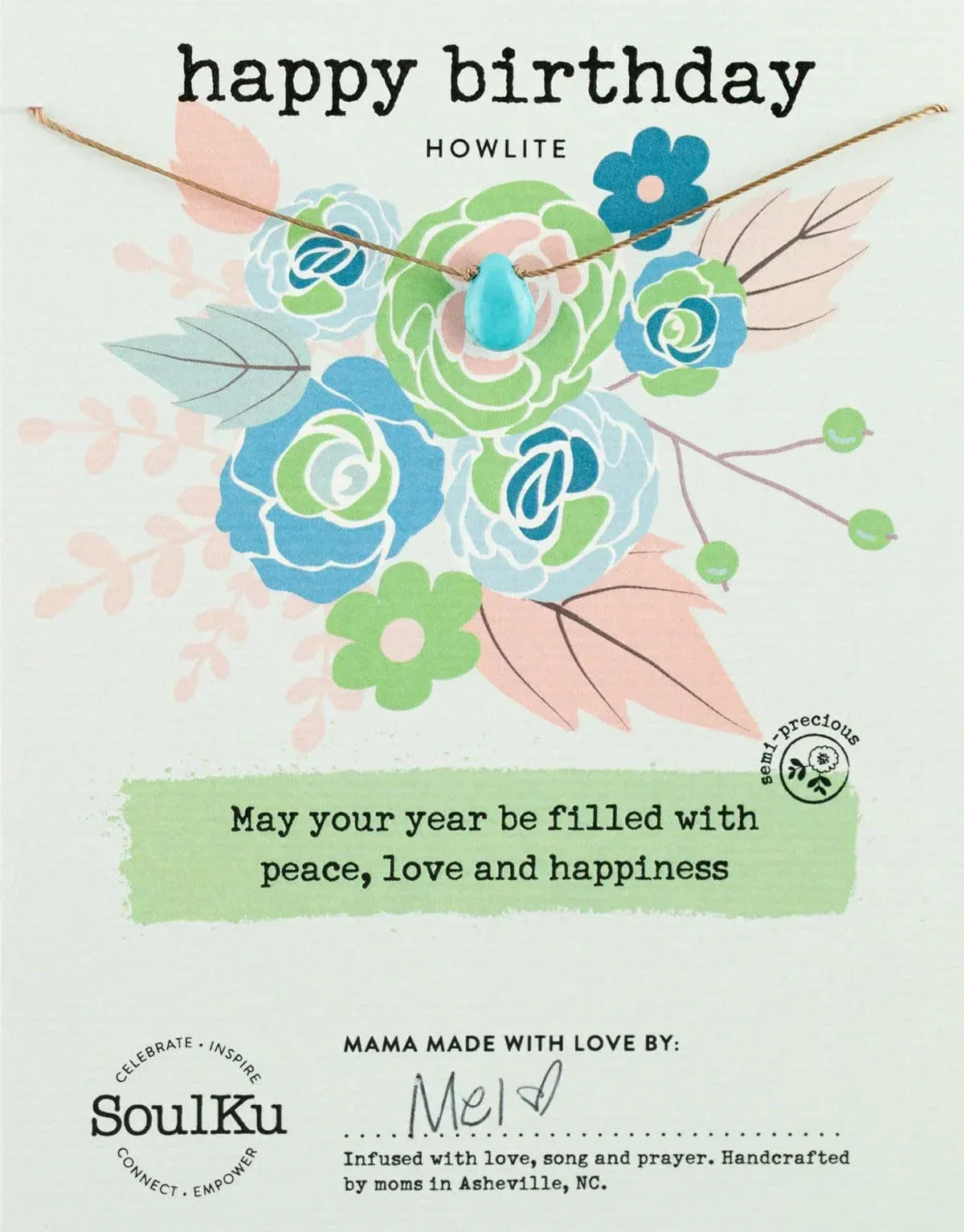 SoulKu Handcrafted Necklace, Empowerment Jewelry With Healing Crystal, Inspirational Jewelry For Women, Mom & Sister Gifts, 2" Extender With Lobster Clasp, 16" Nylon Cord - Handmade Lifestyle Shop