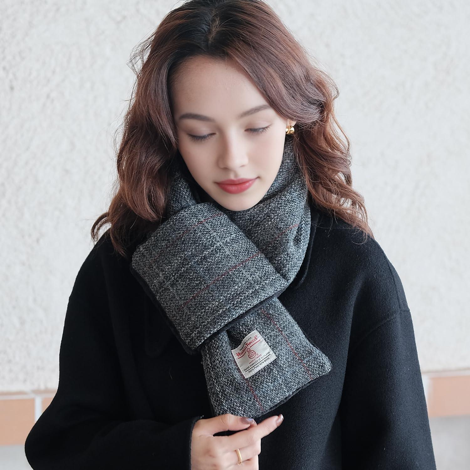 Harris Tweed Tartan Wool Neck Warmer for Women and Men, Handmade Soft Scarf with Plush Lining, Warm Winter Gift - Handmade Lifestyle Shop