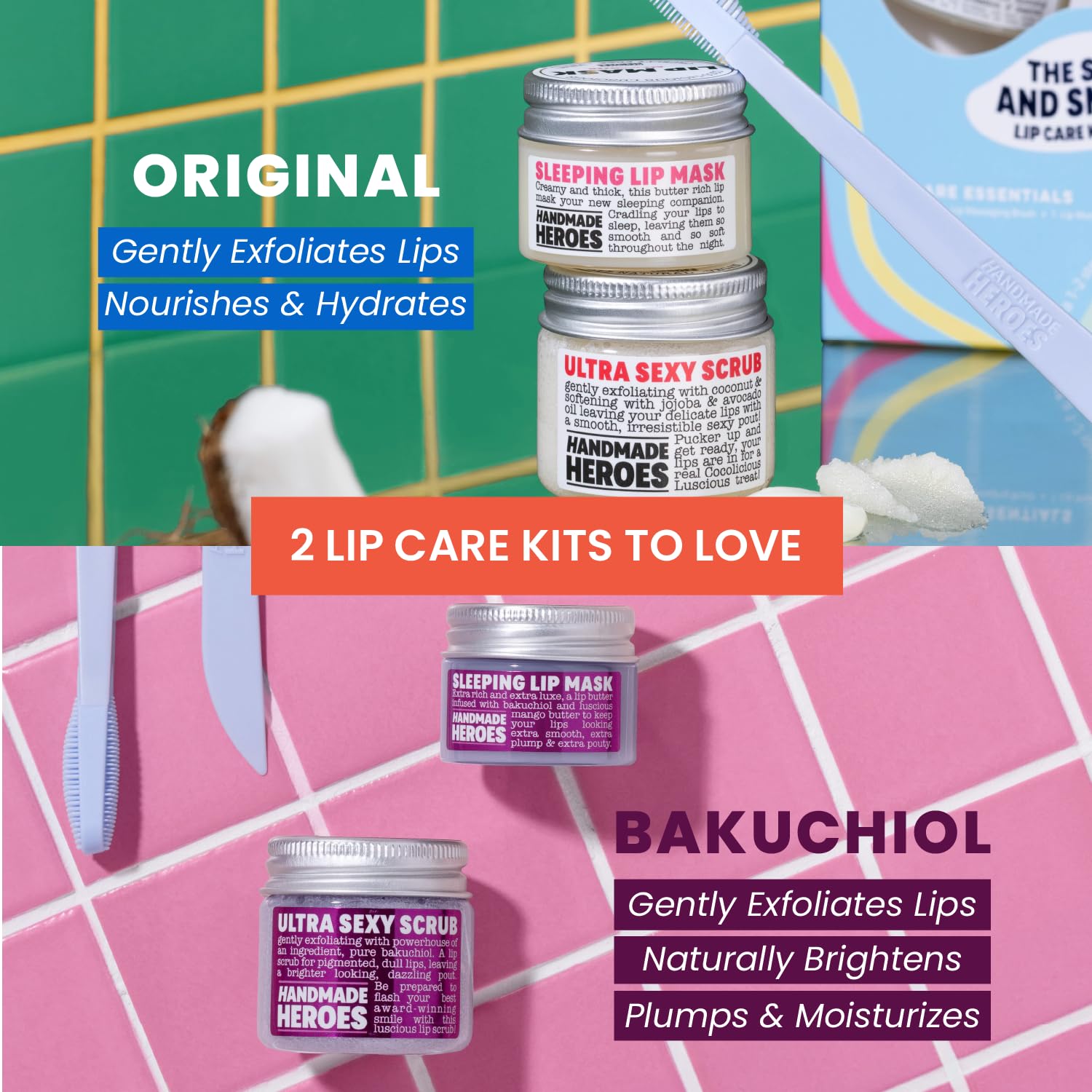 Handmade Heroes Peppermint Lip Scrub - 100% Natural Vegan Conditioning Lip Exfoliator & Sugar Polish for Dry Chapped Lips - Lip Plumper & Hydrating Lip Therapy for Smooth Supple Lips 1 oz