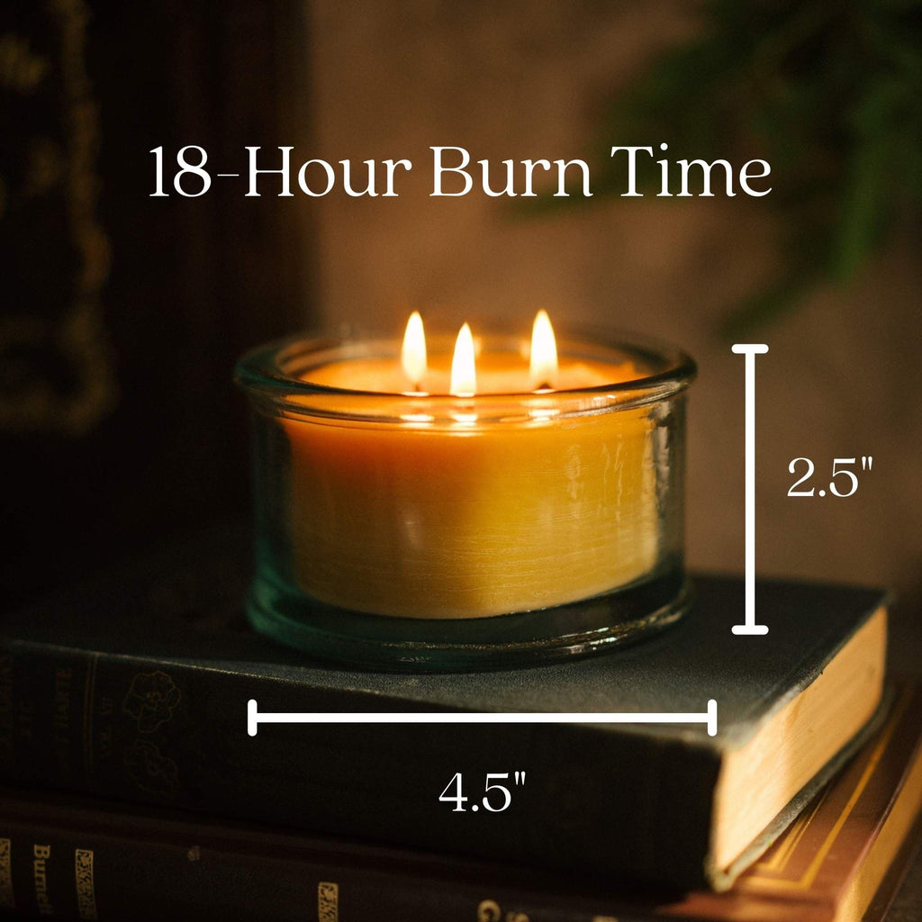 Bluecorn Beeswax 3-Wick Candle, 100% Pure Bees Wax, Yellow, Fragrance Free, Paraffin & Soy Free Candle Wax, Clean Burning, Long Lasting, Home Decor, Gifts for Women & Men, American Made, 10 Oz, 1 Ct