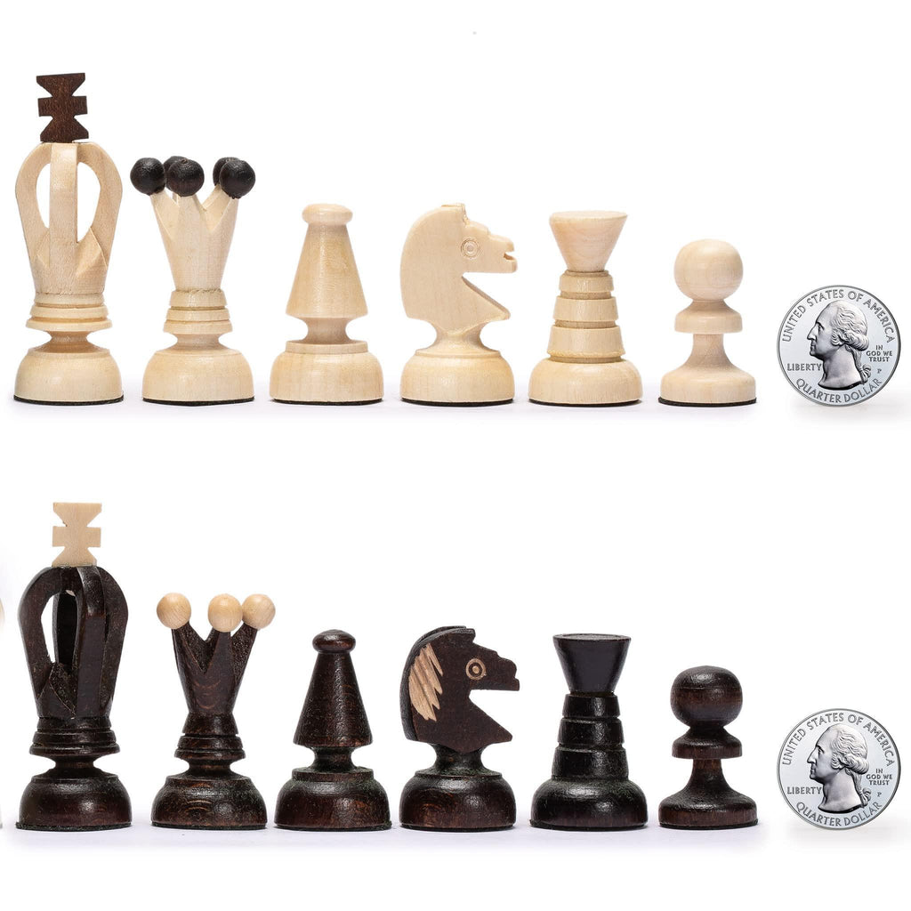 Husaria European International Chess Wooden Game Set, King's Classic - 13.8 Inches Medium Size Chess Set with Handcrafted Chessmen and Felted Folding Board - Handmade Lifestyle Shop
