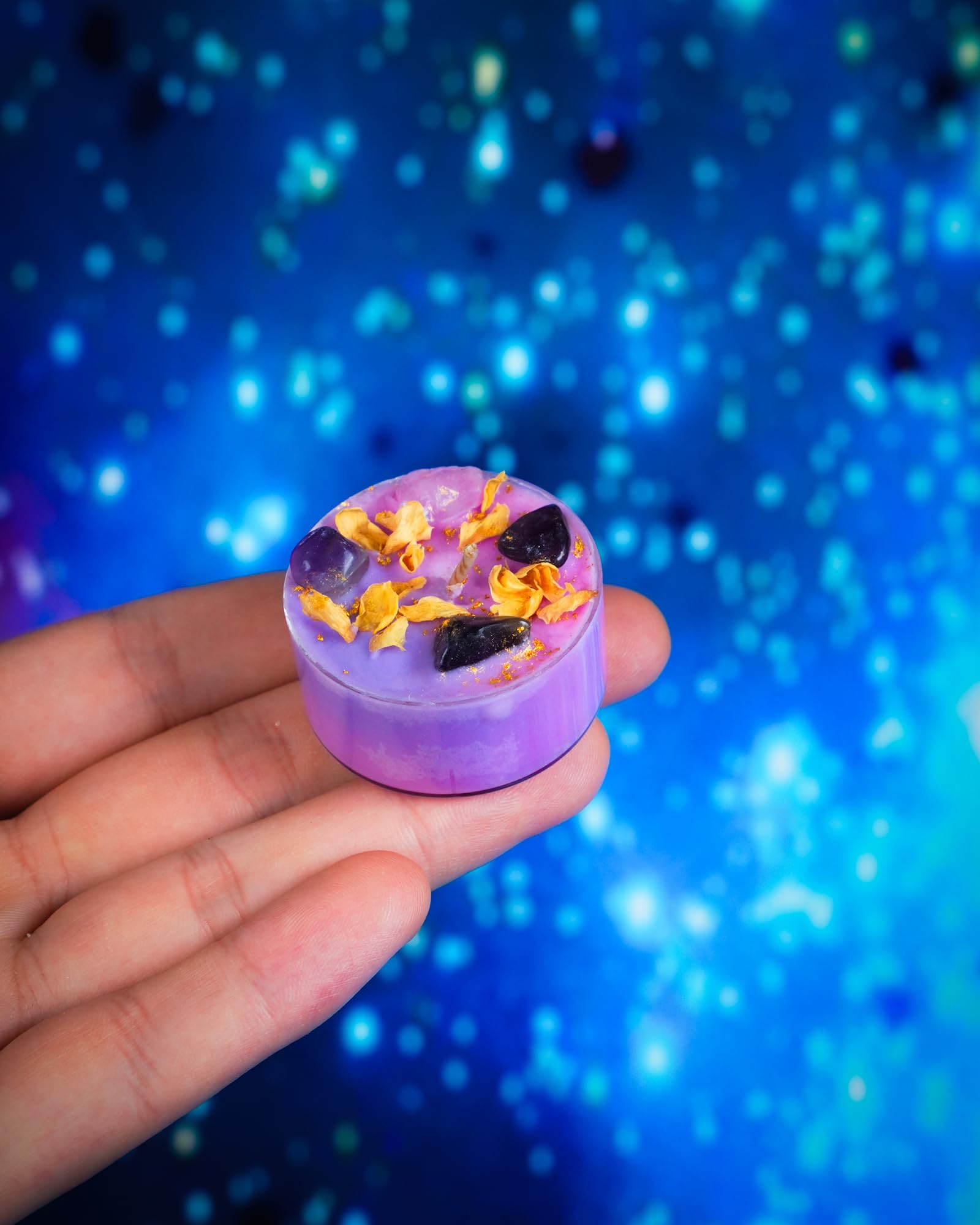 Tealight Soy Candles with Crystals and Herbs, Handmade Energy Candles, Aromatherapy Candles. (Mixed)