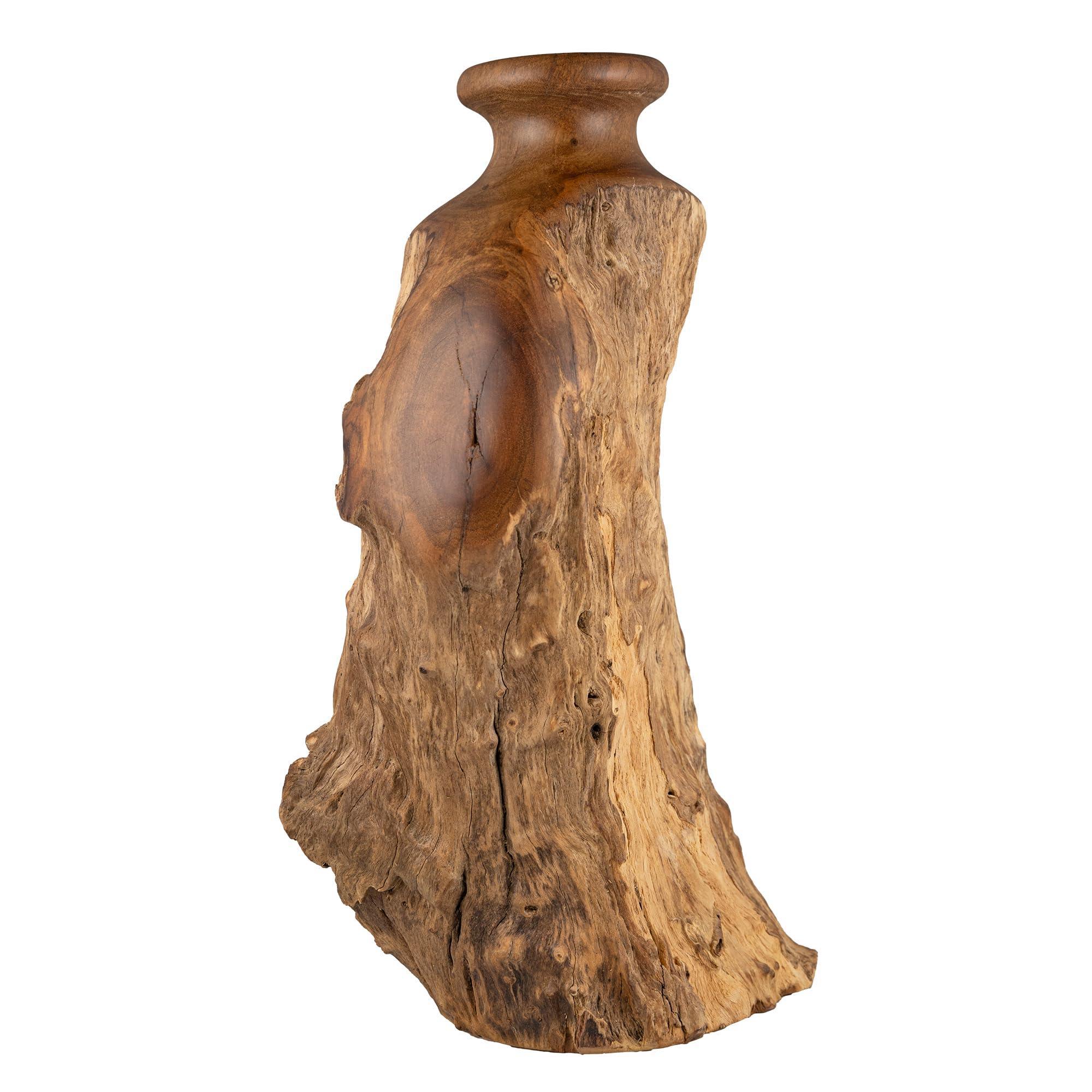 Vitex Pubescens Vahl Handcrafted Natural Wooden Vase; H(11.8”) x D(5"-6.5"); Unique Wooden Vase - Handmade Lifestyle Shop