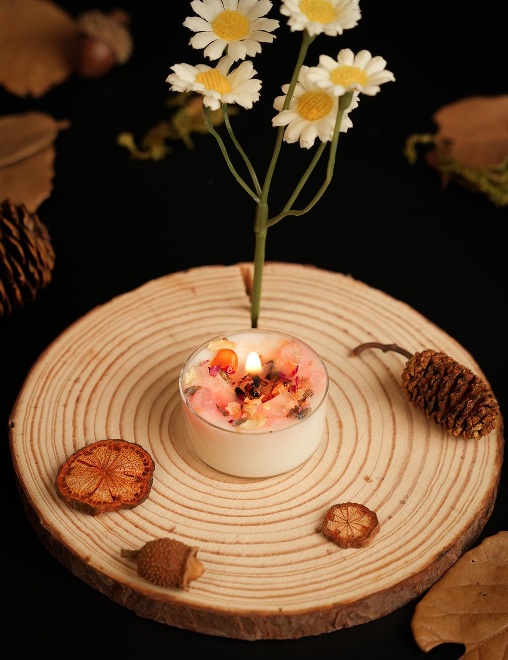 Tealight Soy Candles with Crystals and Herbs, Handmade Energy Candles, Aromatherapy Candles. (Mixed)