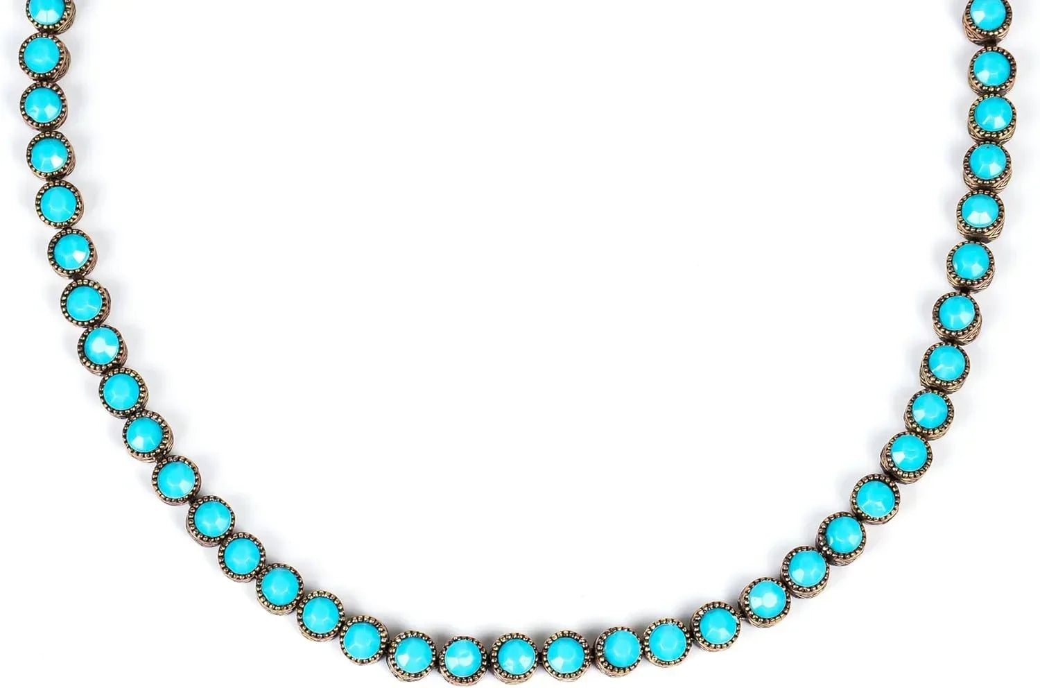 Vintage Tennis Turquoise Necklace for Women Gemstone Retro Boho Antique Choker Indian Jewelry Gift for Her Feroza Chain Pendant Vintage Tennis Turquoise Necklace Feroza Beads Natural Stone Minimalist Jewelry Handmade Diamond Handcrafted Hypoallergenic - Handmade Lifestyle Shop