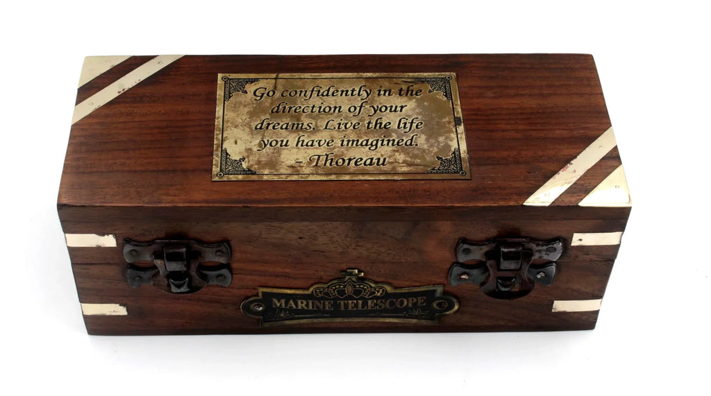 Handcrafted Brass Maritime Telescope with Wooden Box (Style 1) - Handmade Lifestyle Shop