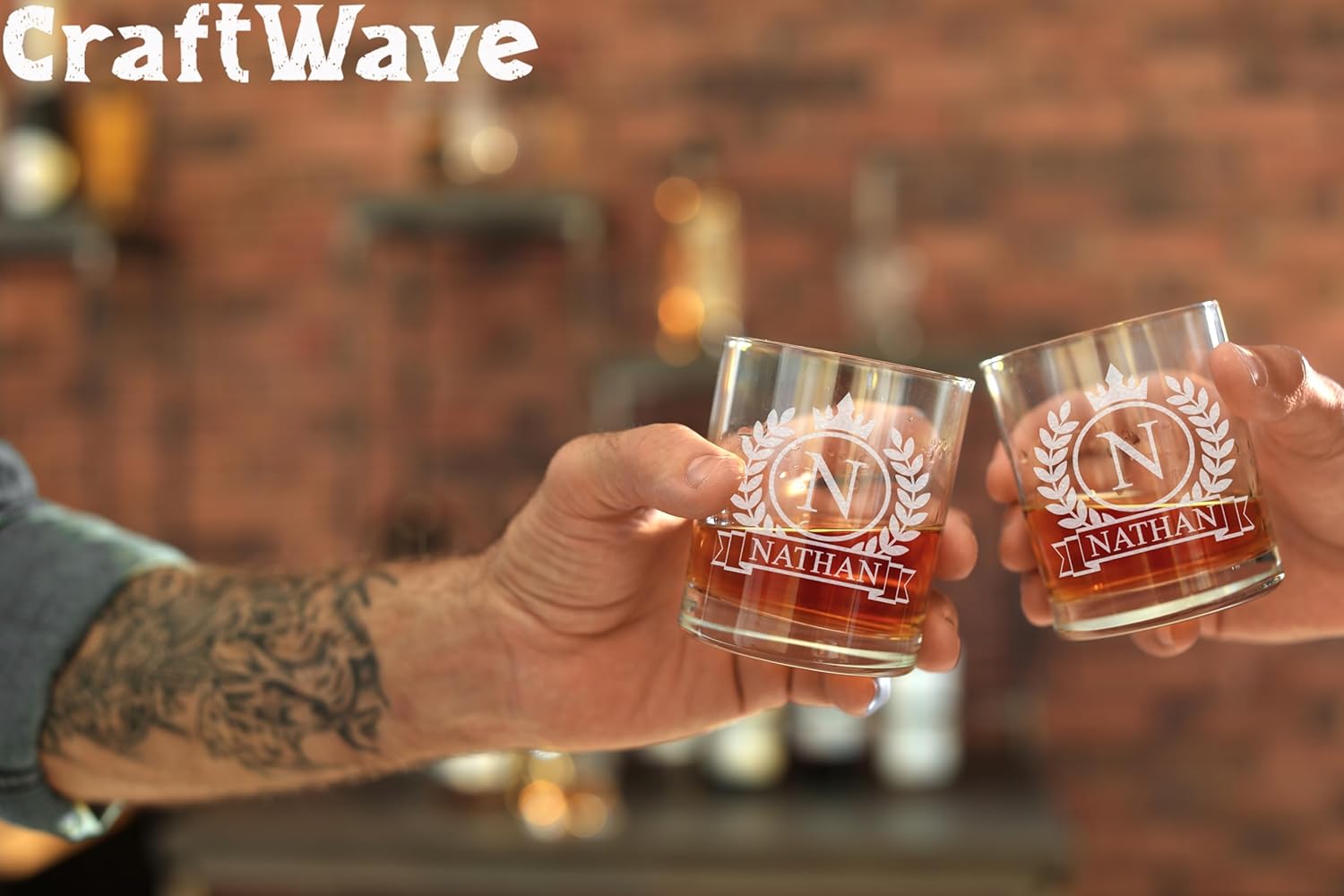 Personalized Whiskey Glass for Men, Custom Engraved Name & Initial Rocks Glasses, 11oz, Barware for Men, Father’s Day Gifts