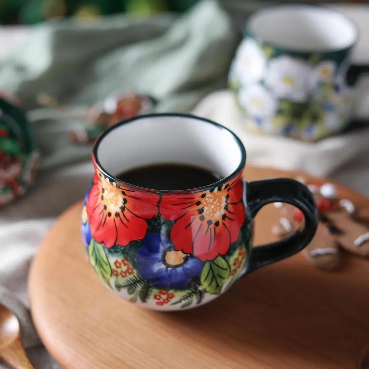 ALMA 12oz Handpainted Microwave Safe Coffee Mug, Unique Ceramic Tea Mug For Girl Friend,Mother, Woman(Assorted Flowers,Medium) - Handmade Lifestyle Shop