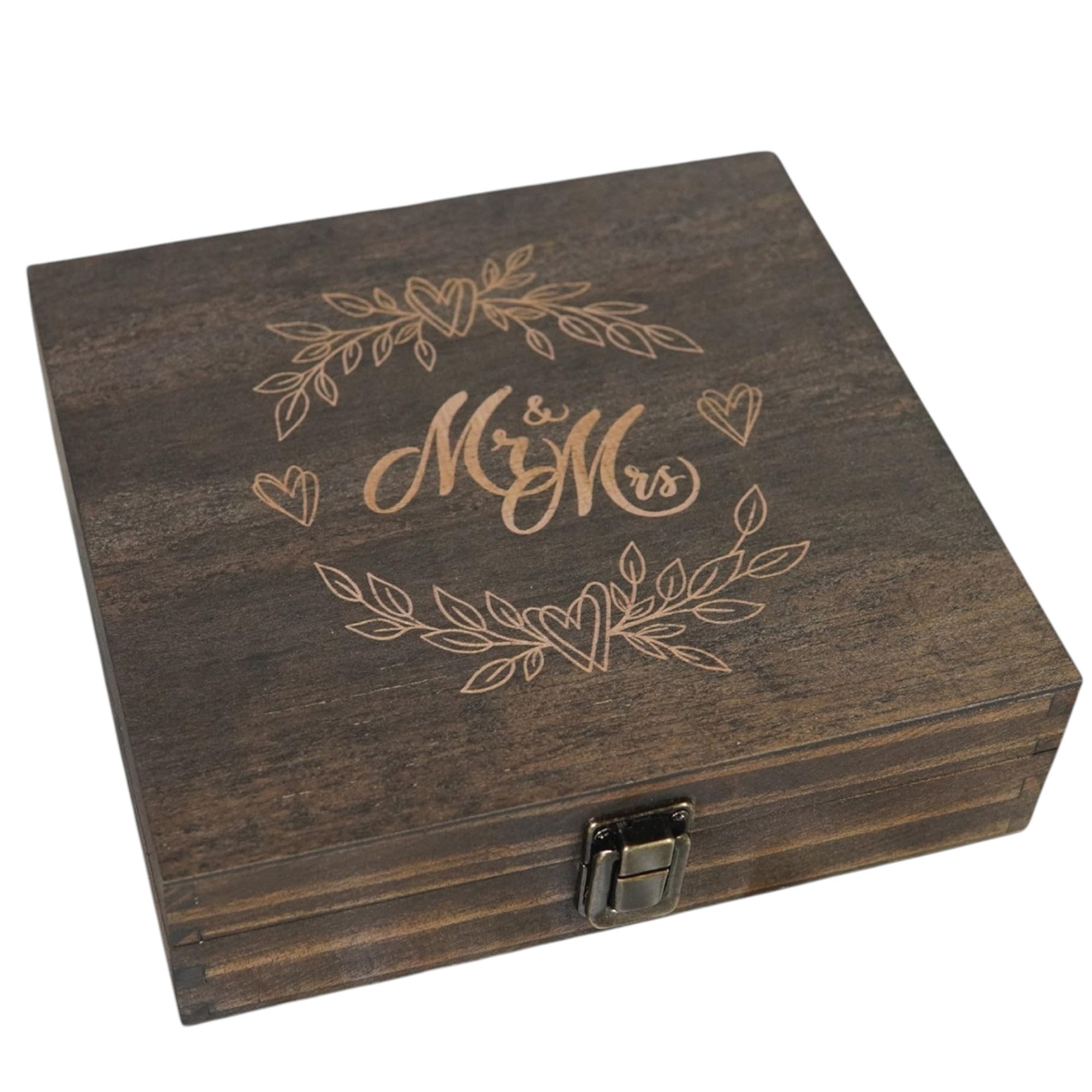 Engraved Memorial Memory Box – Wooden Keepsake Box for Loss of Loved One or Pet – Sympathy Gift – Medium Size – Dark Walnut Finish – 8.5 x 6 x 3 in