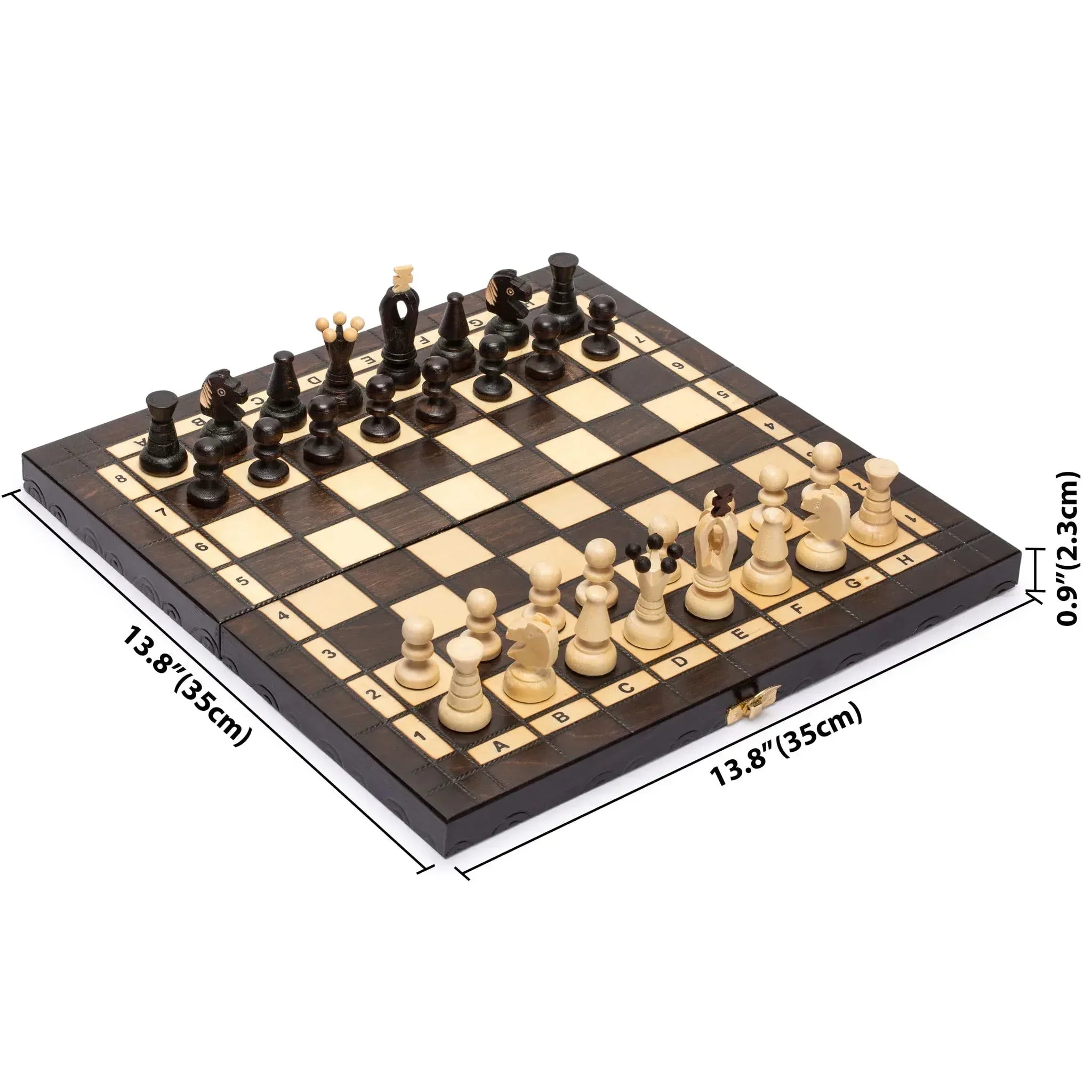 Husaria European International Chess Wooden Game Set, King's Classic - 13.8 Inches Medium Size Chess Set with Handcrafted Chessmen and Felted Folding Board - Handmade Lifestyle Shop