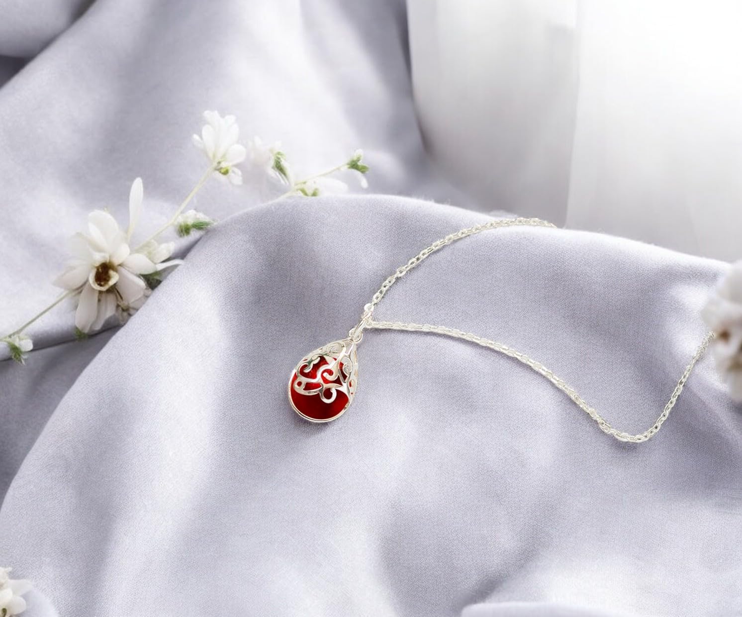 Bottled Up Designs Handmade Filigree Teardrop Necklace, Recycled Antique Glass, Sterling Silver, Eco Friendly, Made in USA, Birthday Gifts, Mothers Day, Women, Anniversary