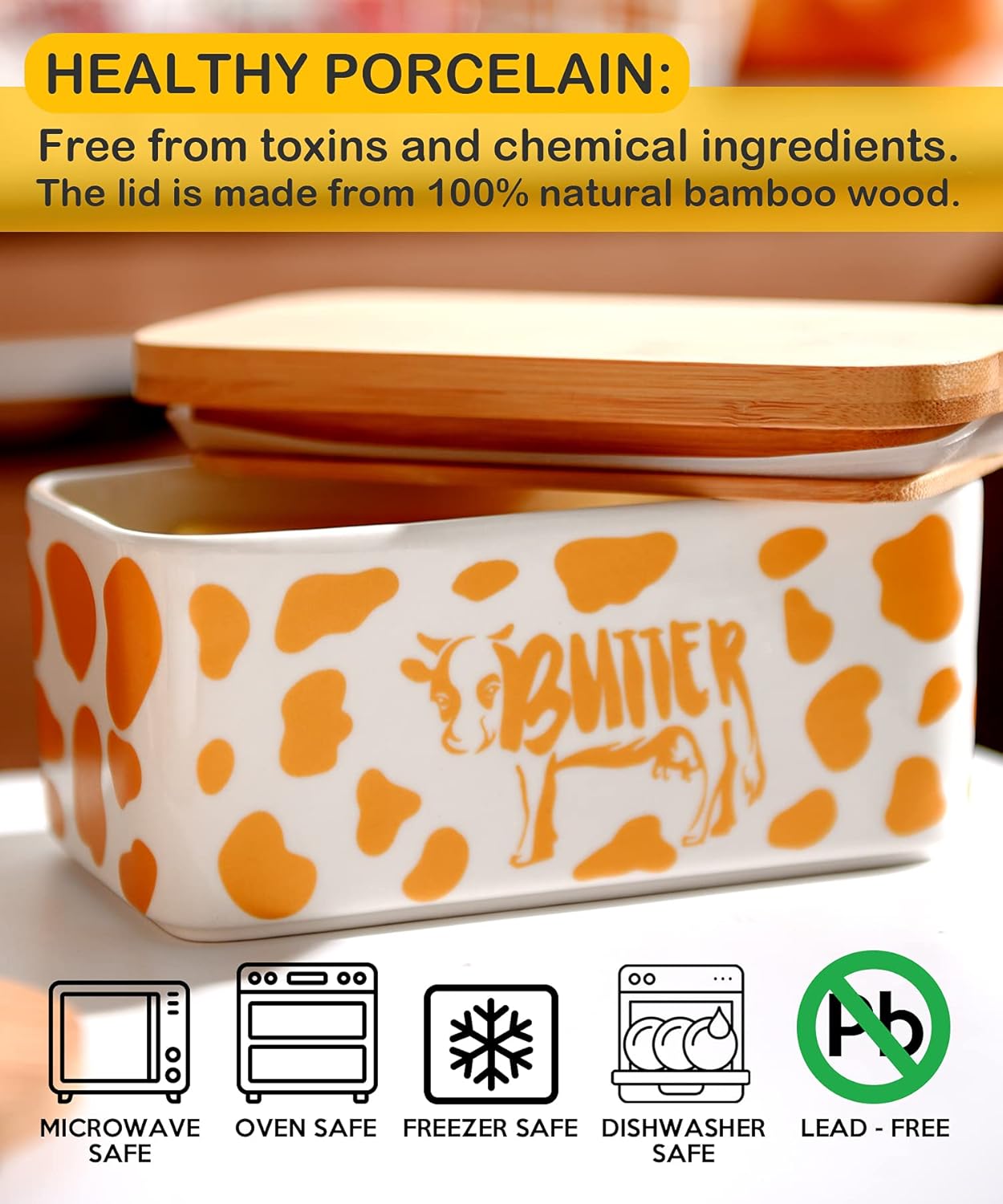 Butter Dish with Lid, Butter Dish with Lid for Countertop, White Butter Keeper Holds Up to 2 Sticks - Butter Holder and Container (Black butter me up, Large)