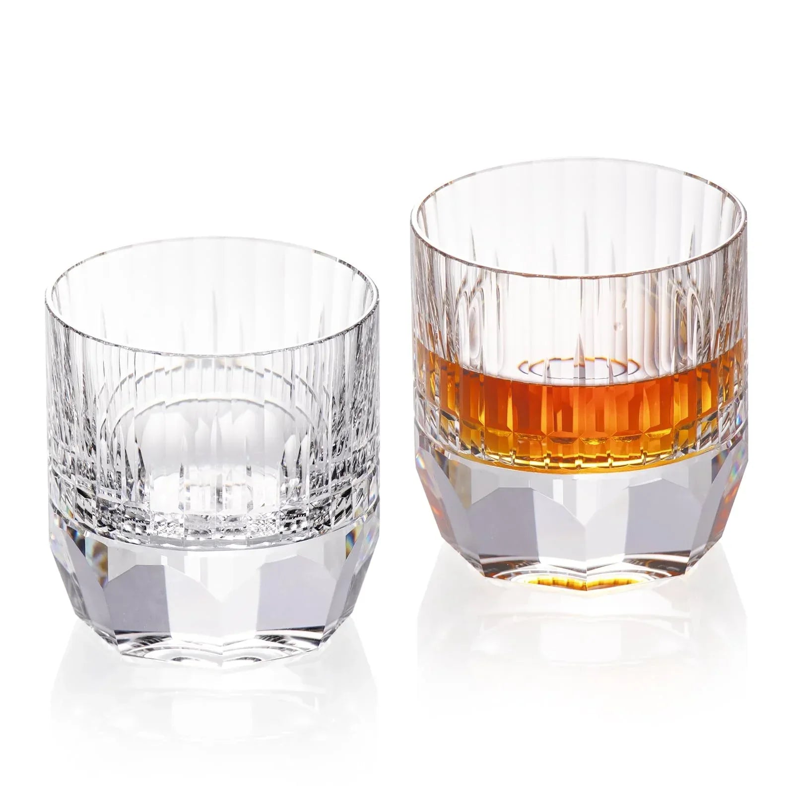 KAMMAK Crystal Whiskey Glasses Set of 2, Handcrafted 7.1oz Old Fashioned Glasses Stemless, Luxury Cocktail Glasses, Hand Blown Scotch Cup for Women, Men Gift for Rocks, Bourbon Barware, Bar - Handmade Lifestyle Shop