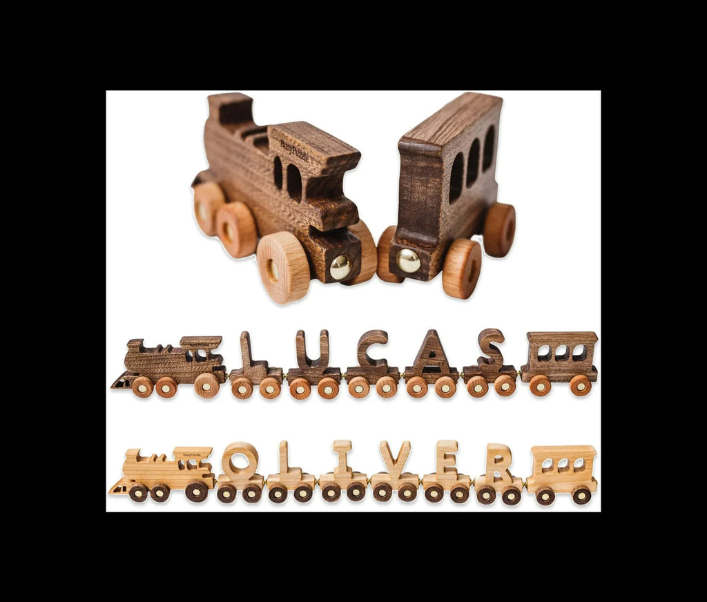 BUSY PUZZLE Personalized Wooden Name Alphabet Train with Name Letters Educational Toys Unique 1st Birthady Gift Easter Present - Handmade Lifestyle Shop