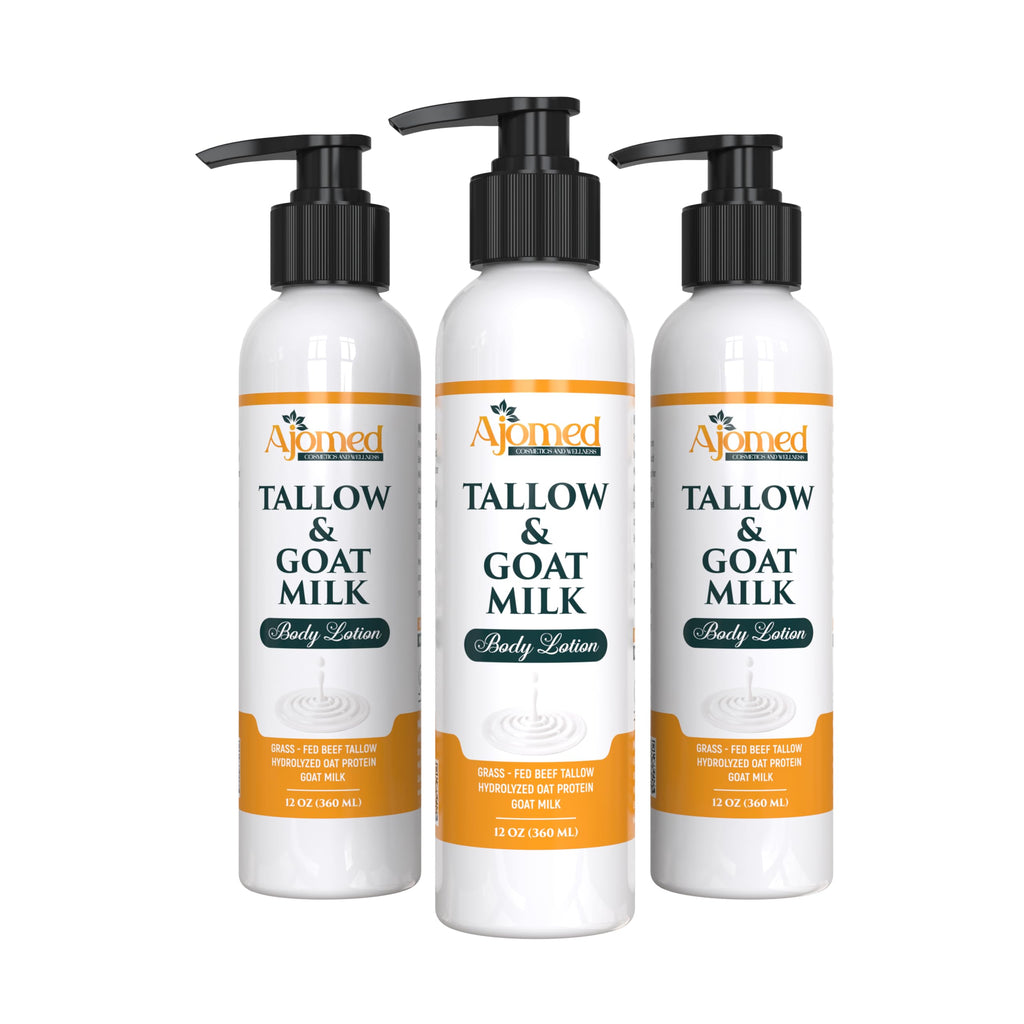 Tallow & Goat Milk Body Lotion for Sensitive Skin, Organic moisturizing Lotion - Soothes Dry skin, Goat Milk face and body Moisturizer - Handmade Tallow for skin cream (8 OZ, Oatmeal & Honey)