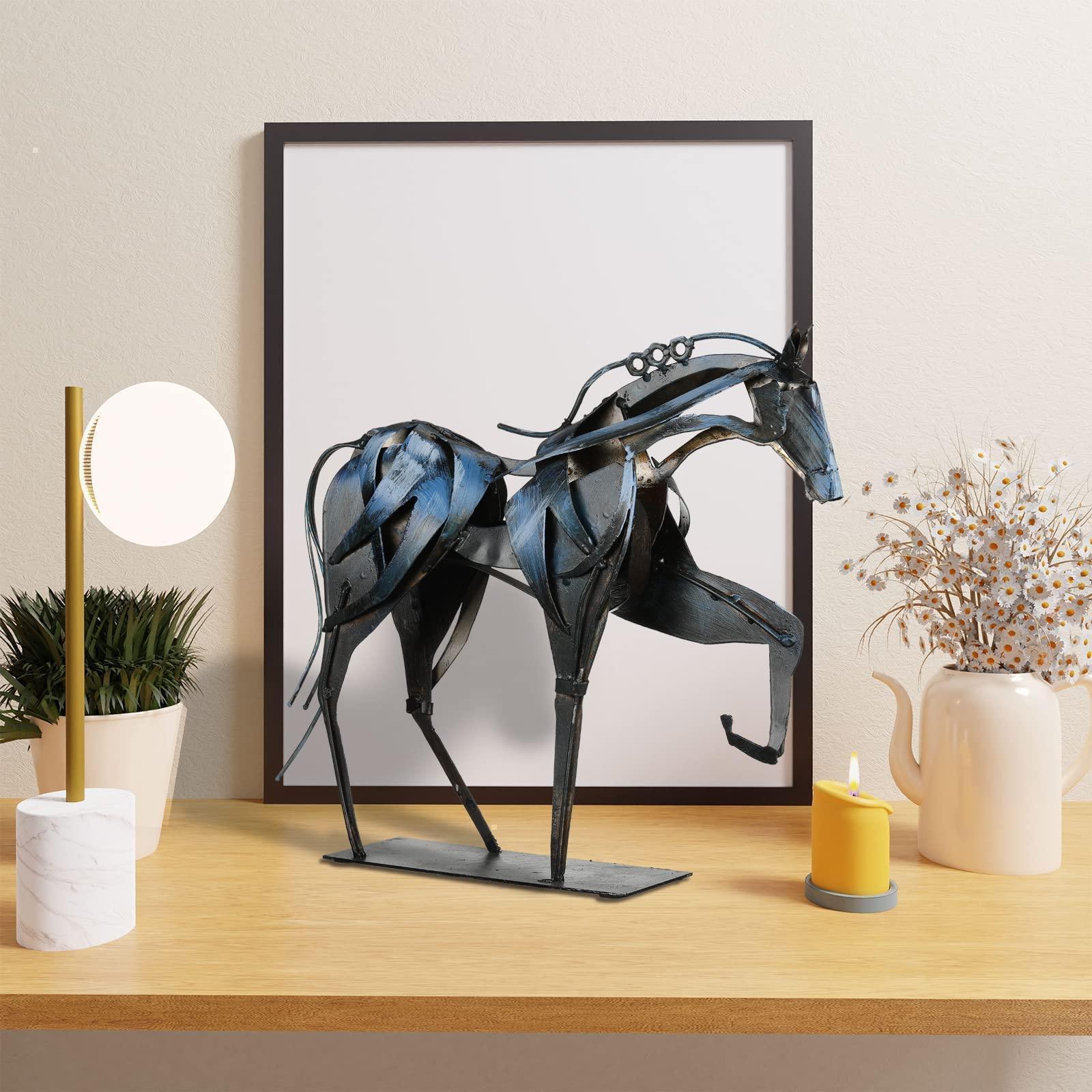 Handmade Metal Horse Statue Decor - Handcrafted & Hand-Painted Sculpture, Unique Rustic Figurine for Home, Office, Desk Decoration (White) - Handmade Lifestyle Shop