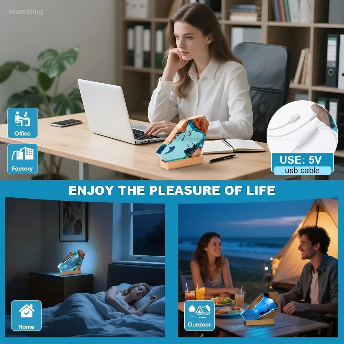 Handmade Ocean Resin Night Light Whale-Diver-Pirate Ship Epoxy Resin Ambient Light: Non-Stringy, Bubble-Free, High-Trans Night Light for Home Decor & Valentine's Gift (Whale-Diver-Pirate, 8 inches) - Handmade Lifestyle Shop