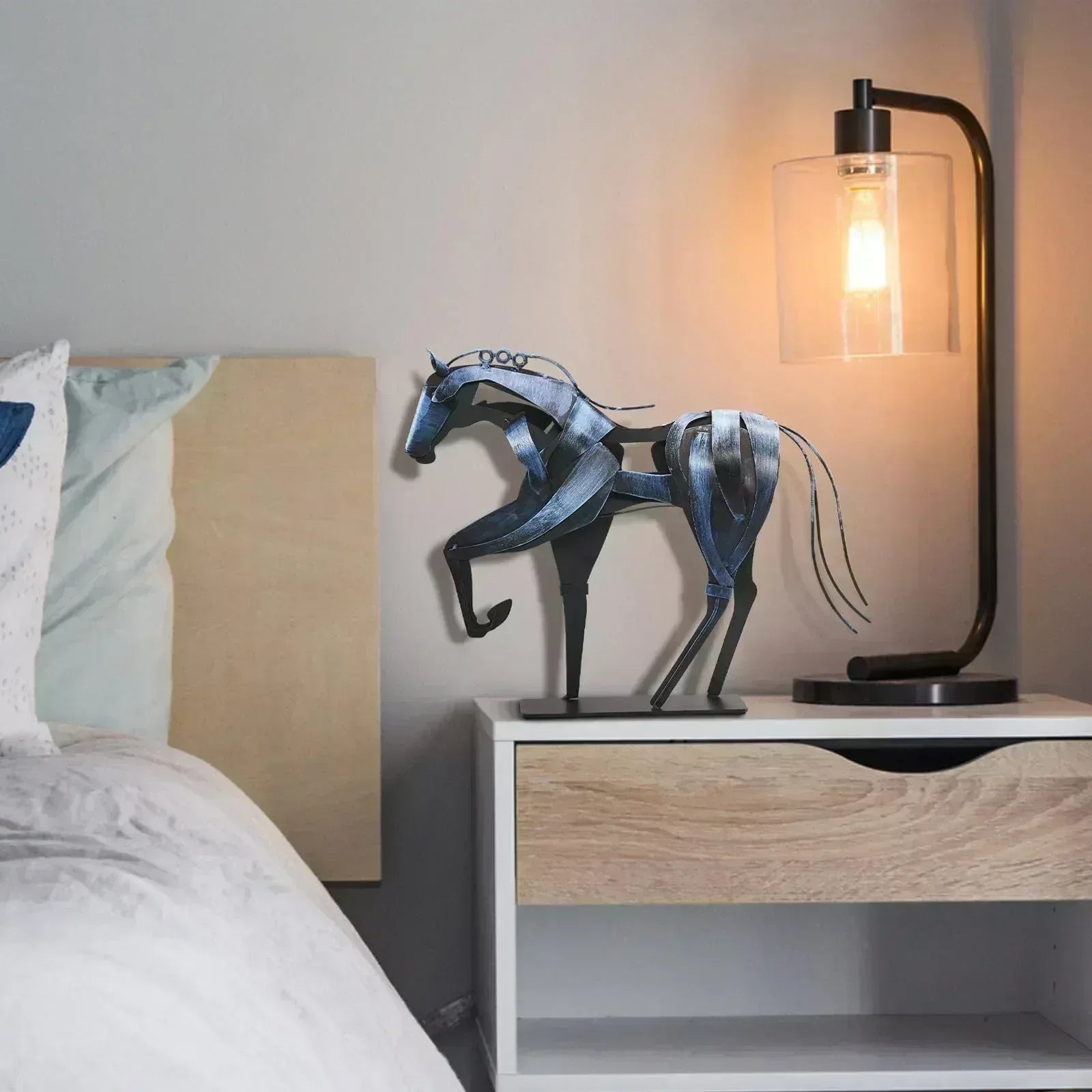 Handmade Metal Horse Statue Decor - Handcrafted & Hand-Painted Sculpture, Unique Rustic Figurine for Home, Office, Desk Decoration (White) - Handmade Lifestyle Shop