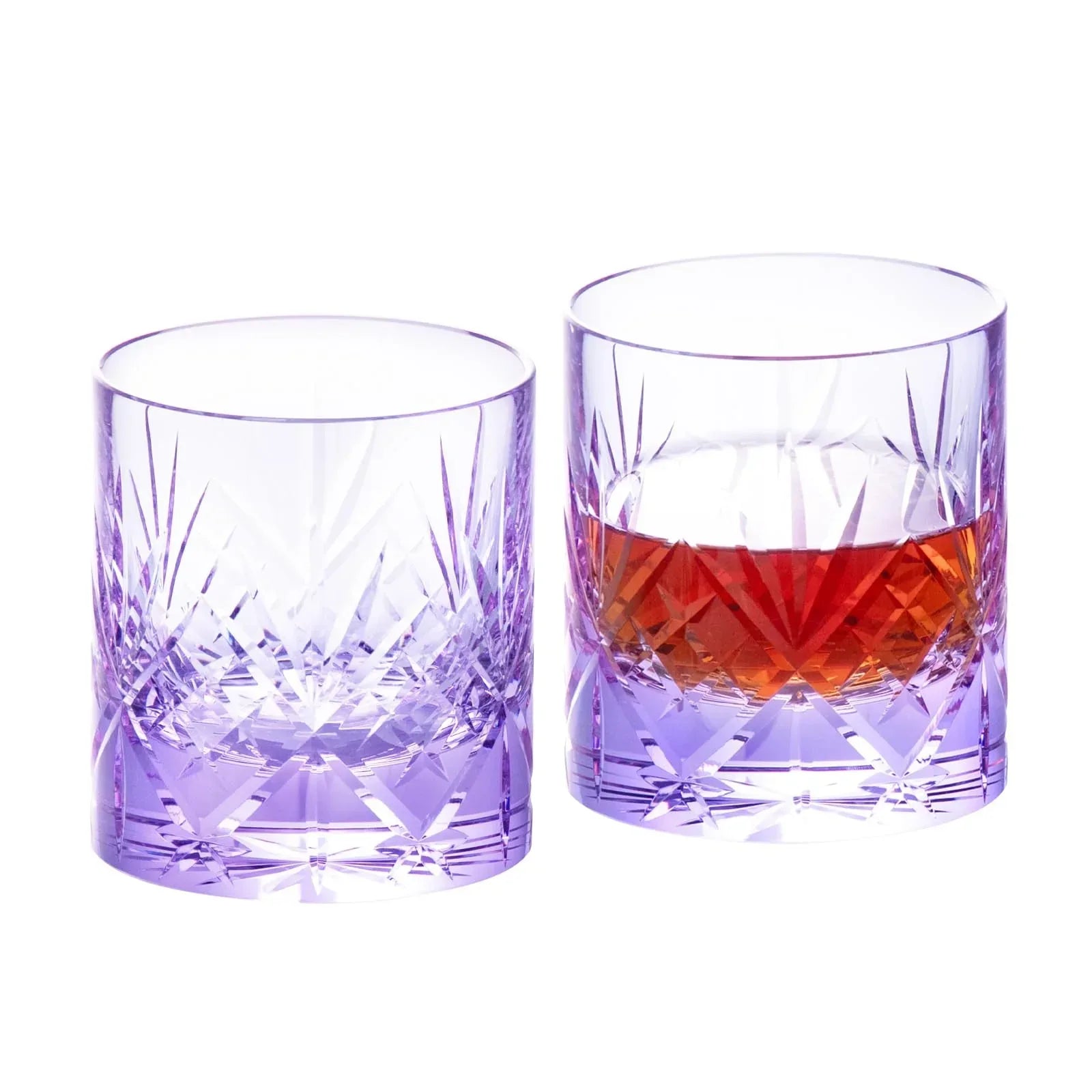 KAMMAK Crystal Whiskey Glasses Set of 2, Handcrafted 7.1oz Old Fashioned Glasses Stemless, Luxury Cocktail Glasses, Hand Blown Scotch Cup for Women, Men Gift for Rocks, Bourbon Barware, Bar - Handmade Lifestyle Shop