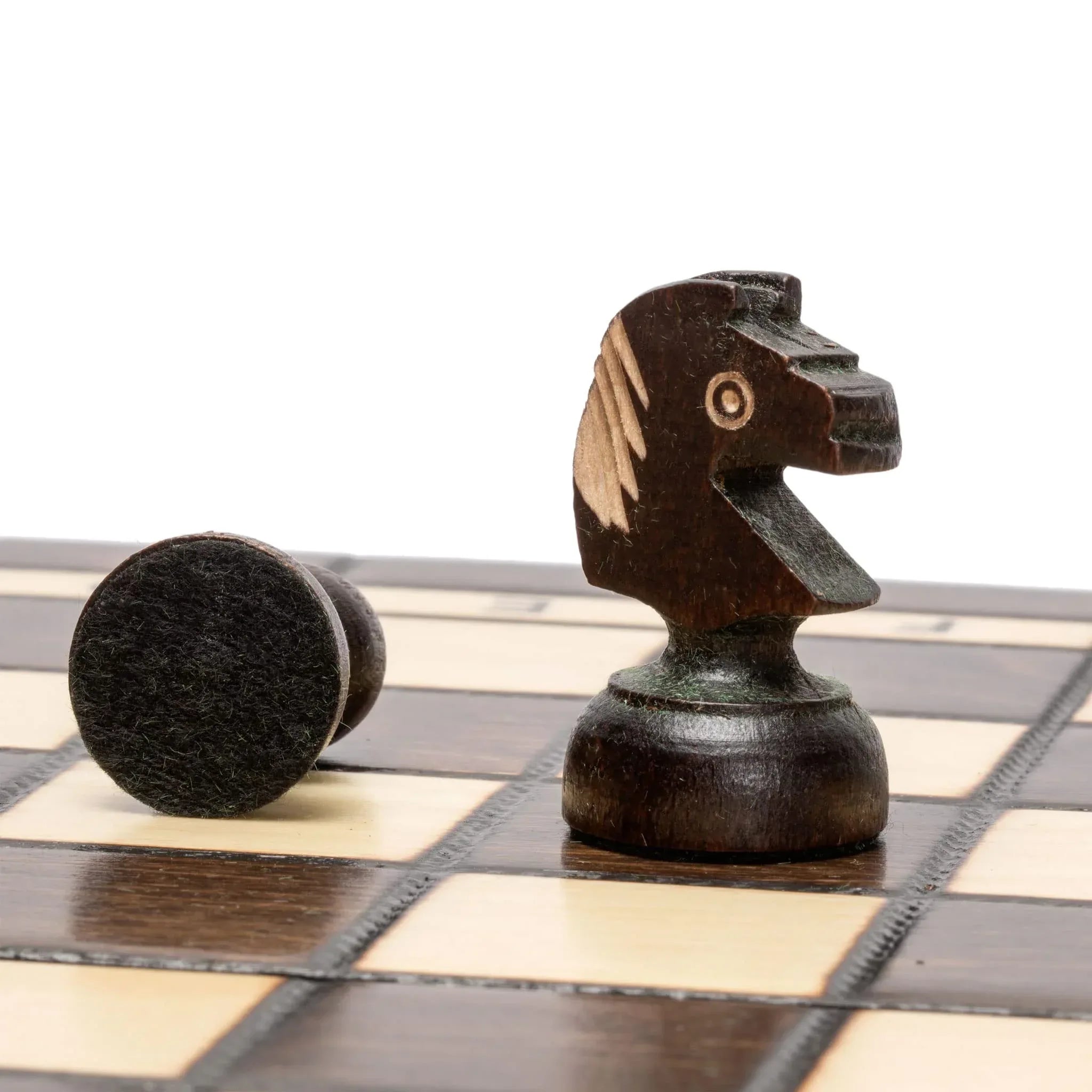 Husaria European International Chess Wooden Game Set, King's Classic - 13.8 Inches Medium Size Chess Set with Handcrafted Chessmen and Felted Folding Board - Handmade Lifestyle Shop