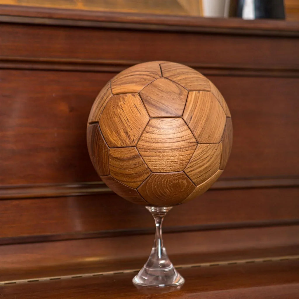 3D Wooden Soccer Building Block Set Puzzle, Handmade 3D Educational Toys Gift for Kids, World Cup Souvenirs, Luxury Home Decoration Ball Ornaments - Solid Teakwood - Handmade Lifestyle Shop