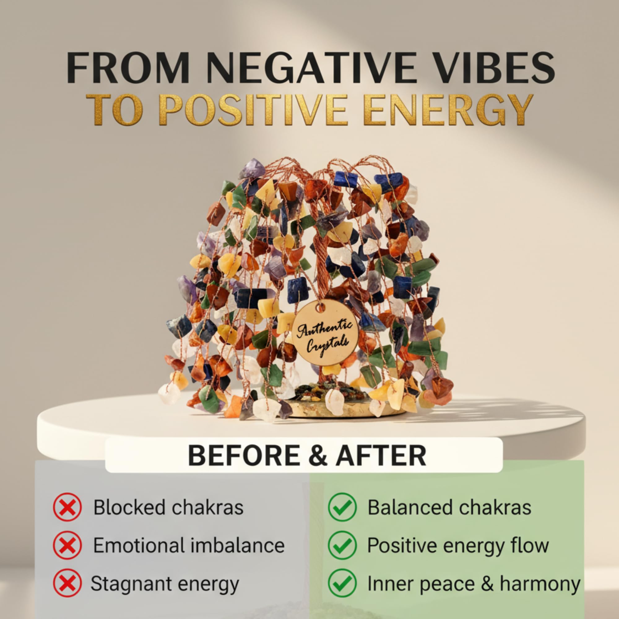 7 Chakra Healing Crystal Tree Kit, Bracelet, Pendant, Necklaces, Handmade Gemstone Money Bonsai Tree of Life Feng Shui Decor for Home Office, Positive Energy, Reiki Healing, for Women