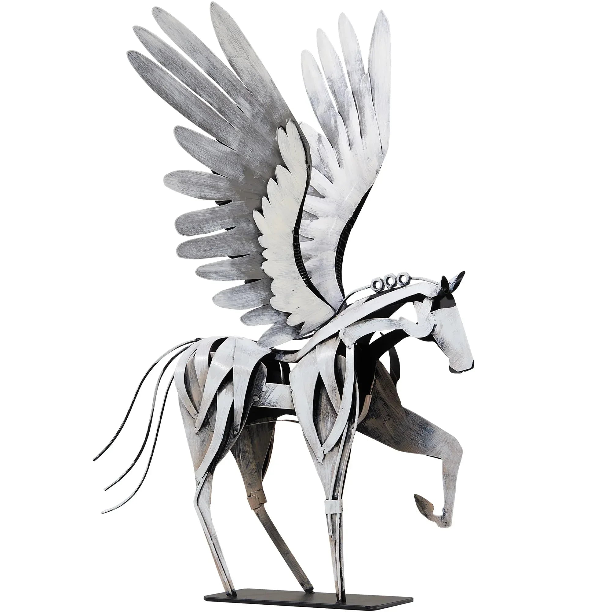 Horse Statue Décor Artwork, 24" H Handmade Metal Pegasus Greek Flying Horse Sculpture, Hand-Painted Animal Figurines for Home Living Room Office (Brown with Wings) - Handmade Lifestyle Shop