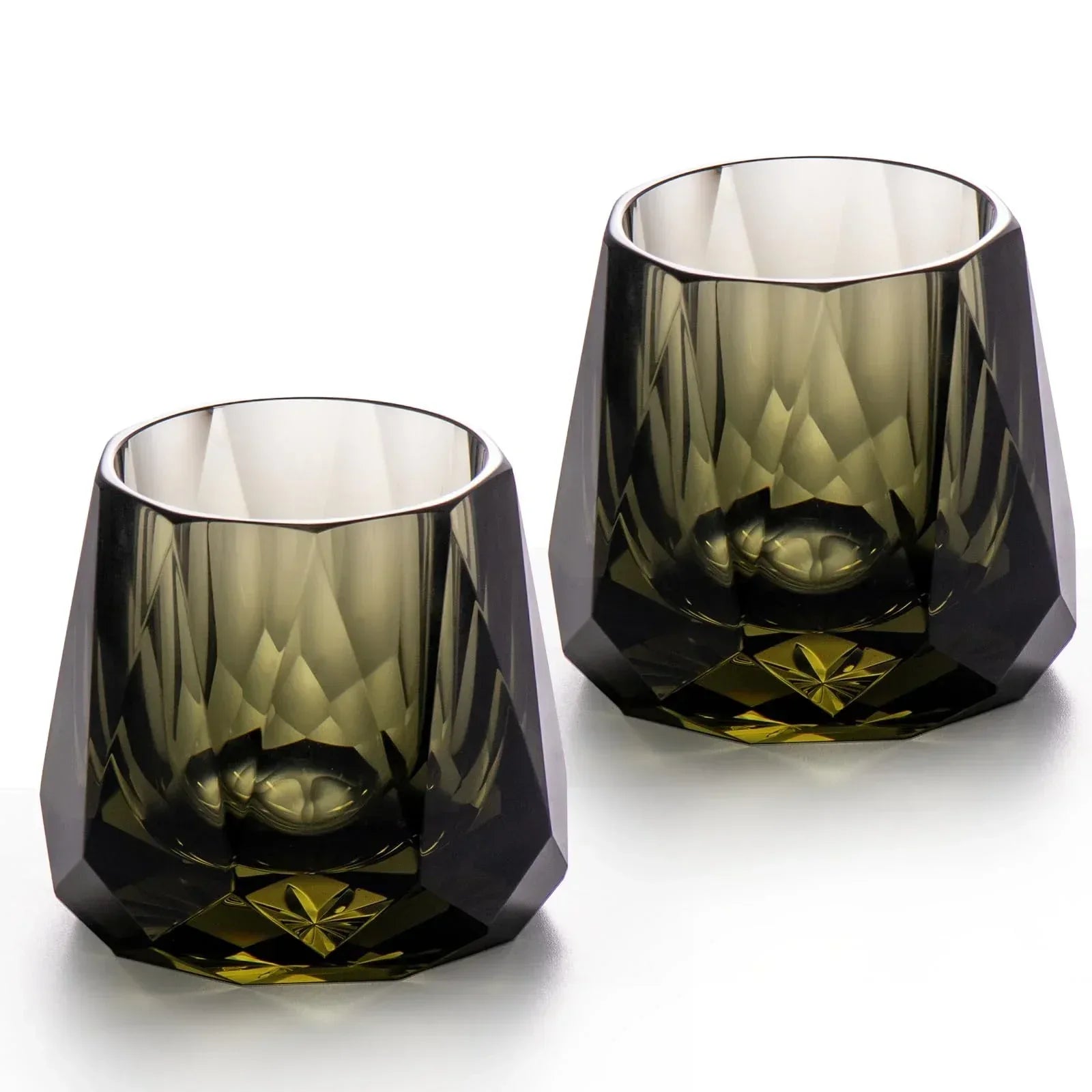 KAMMAK Crystal Whiskey Glasses Set of 2, Handcrafted 7.1oz Old Fashioned Glasses Stemless, Luxury Cocktail Glasses, Hand Blown Scotch Cup for Women, Men Gift for Rocks, Bourbon Barware, Bar - Handmade Lifestyle Shop