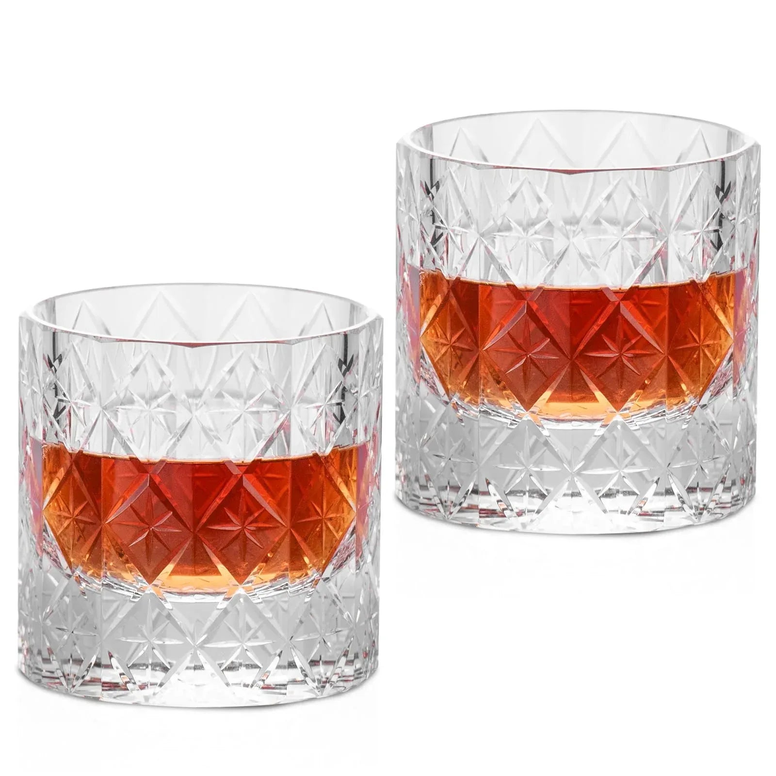 KAMMAK Crystal Whiskey Glasses Set of 2, Handcrafted 7.1oz Old Fashioned Glasses Stemless, Luxury Cocktail Glasses, Hand Blown Scotch Cup for Women, Men Gift for Rocks, Bourbon Barware, Bar - Handmade Lifestyle Shop