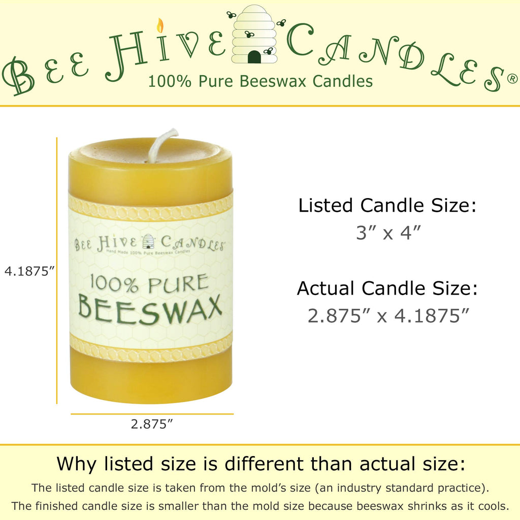 Bee Hive Candles 100% Pure Beeswax Pillar Candle (2" x 3" (3-Pack)) | Natural Beeswax Candles | Soy, Paraffin & Fragrance Free | Handmade in The USA