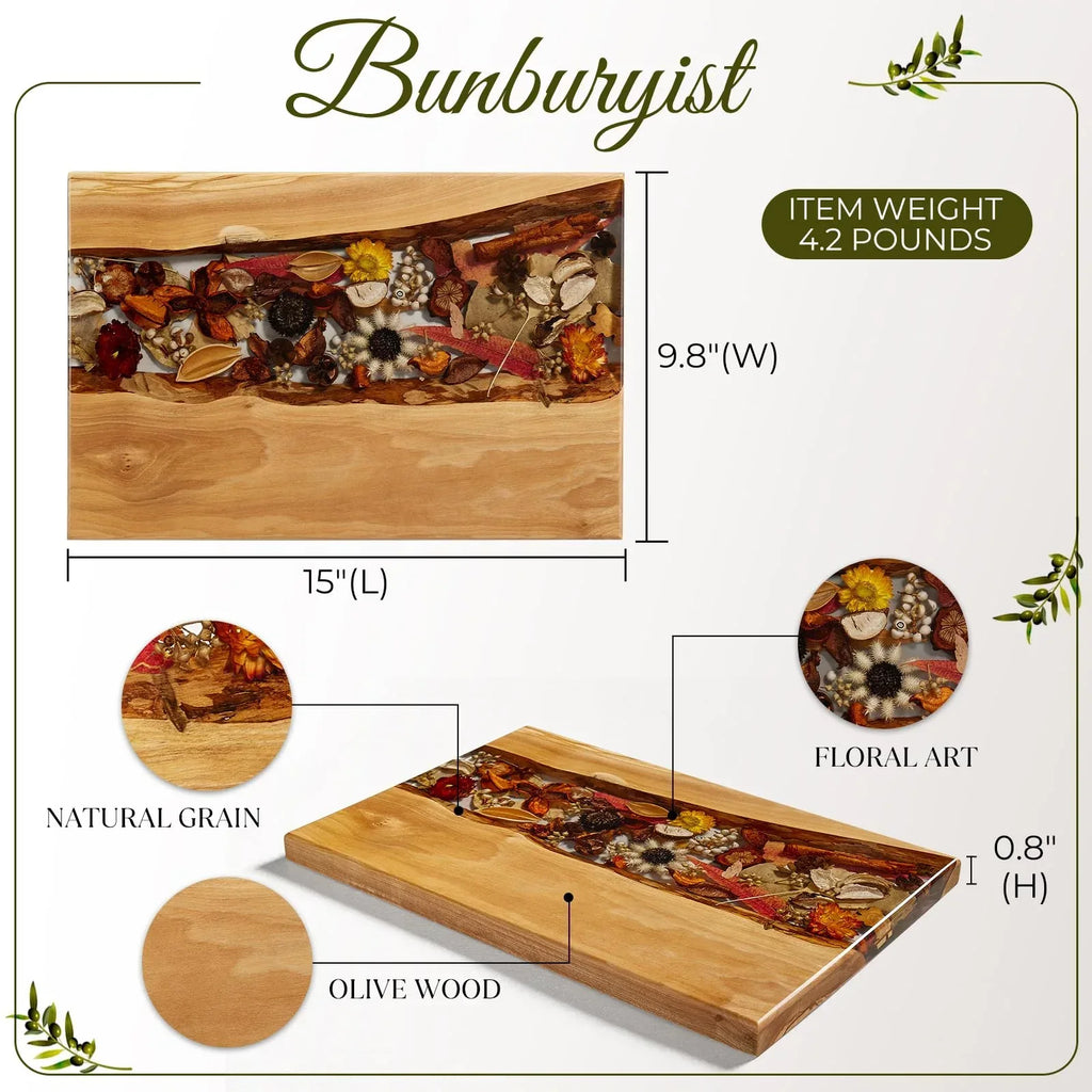 Handmade Olive Wood Charcuterie Board, Personalized Charcuterie Boards for House Warming Gifts, Olive Wood Cutting Board with Unique Floral Design, Wedding Gift for New Couple - Handmade Lifestyle Shop