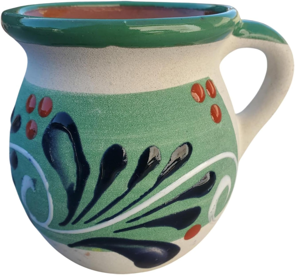Hand-Painted Mexican clay Mugs, Floral Ceramic Coffee cups, Artisan Handmade Talavera Jarritos Mexican Mugs Tazas de Mexico (Mixed, Single (1))