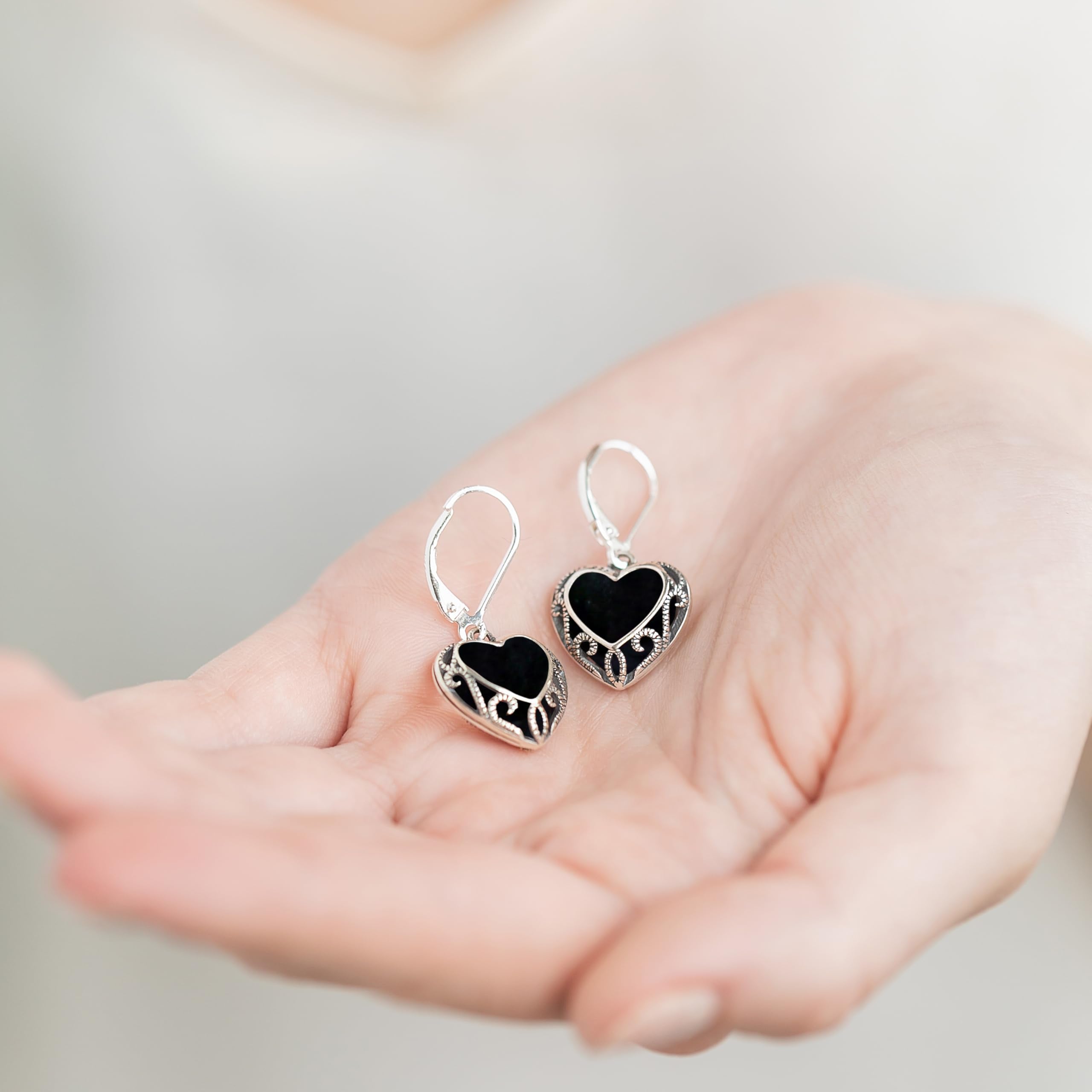 Bottled Up Designs Handmade Homespun Hearts Earrings, Recycled Vintage Glass, Sterling Silver, Eco Friendly, Made in USA, Mothers Day, Women, Anniversary