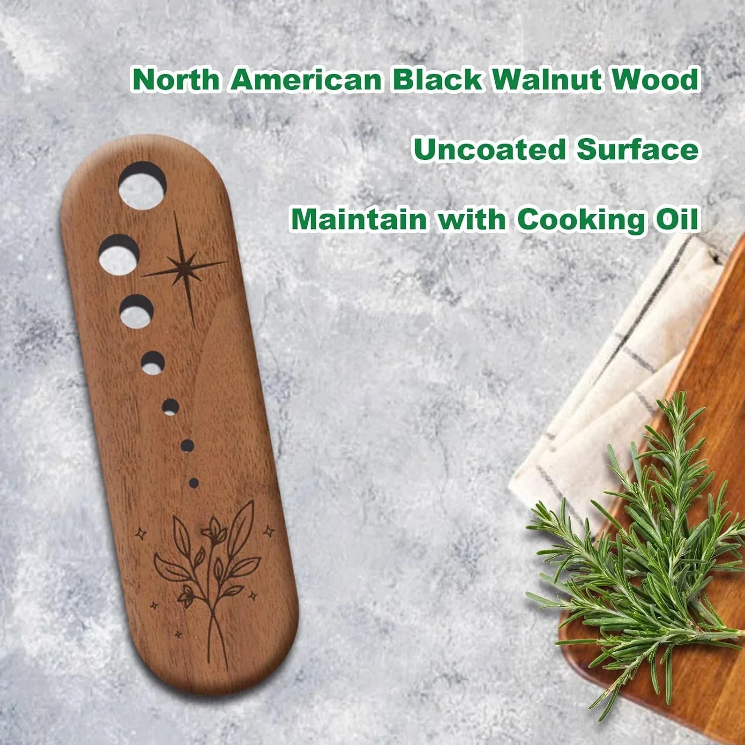 Black Walnut Herb Stripper Vegetable Leaf Herb Stripper Chopper Tool Handmade Wood Uncoated 7 Hole Sizes Durable & Elegant Kitchen Tool with Storage Case Ideal Gift for Cooks - Handmade Lifestyle Shop