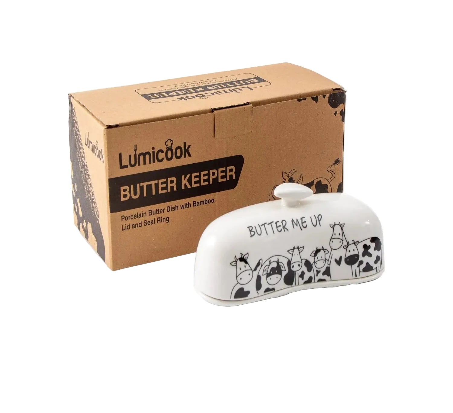 Butter Dish with Lid, Butter Dish with Lid for Countertop, White Butter Keeper Holds Up to 2 Sticks - Butter Holder and Container (Black butter me up, Large) - Handmade Lifestyle Shop