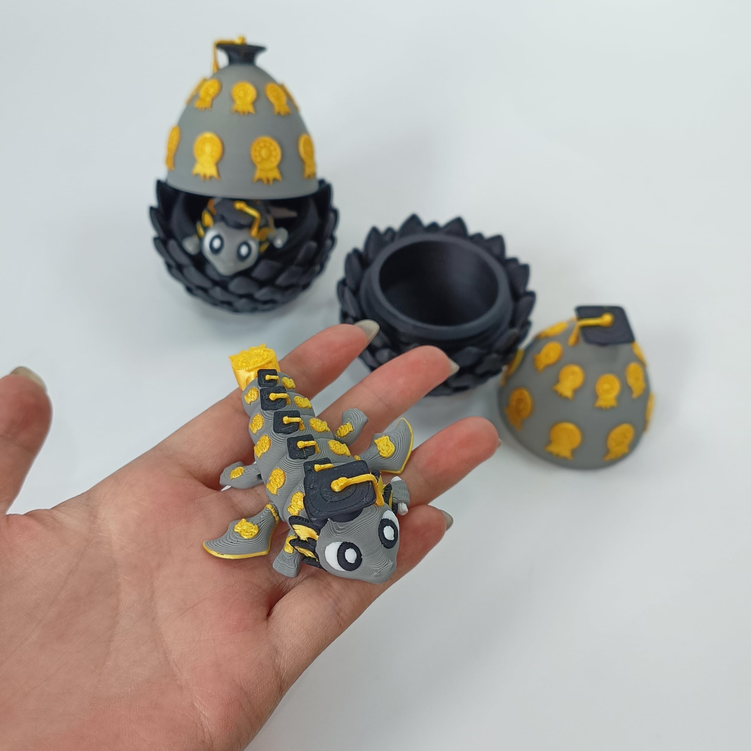 Enchanted 3D Egg with Miniature Inside - Handcrafted Printed Collectible | Fantasy Decor & Gift (Ice Cream Dragon & Egg (Box))