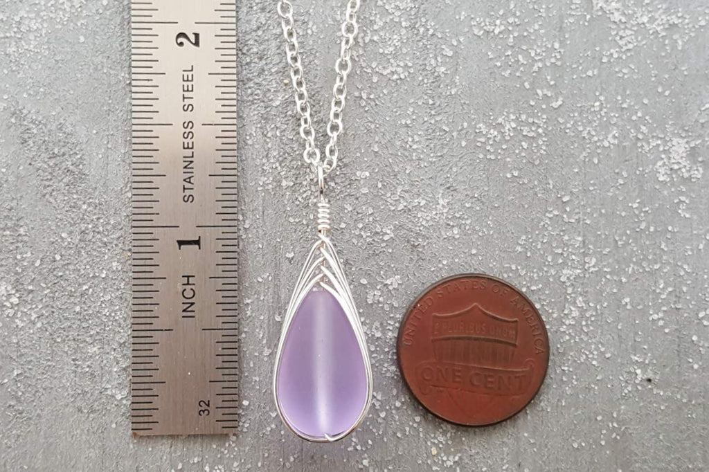 Yinahawaii Handmade Sea Glass Necklace, Hawaiian Jewelry For Women, Braided Teardrop Necklace, Unique Sea Glass Jewelry For Women Birthday Gift